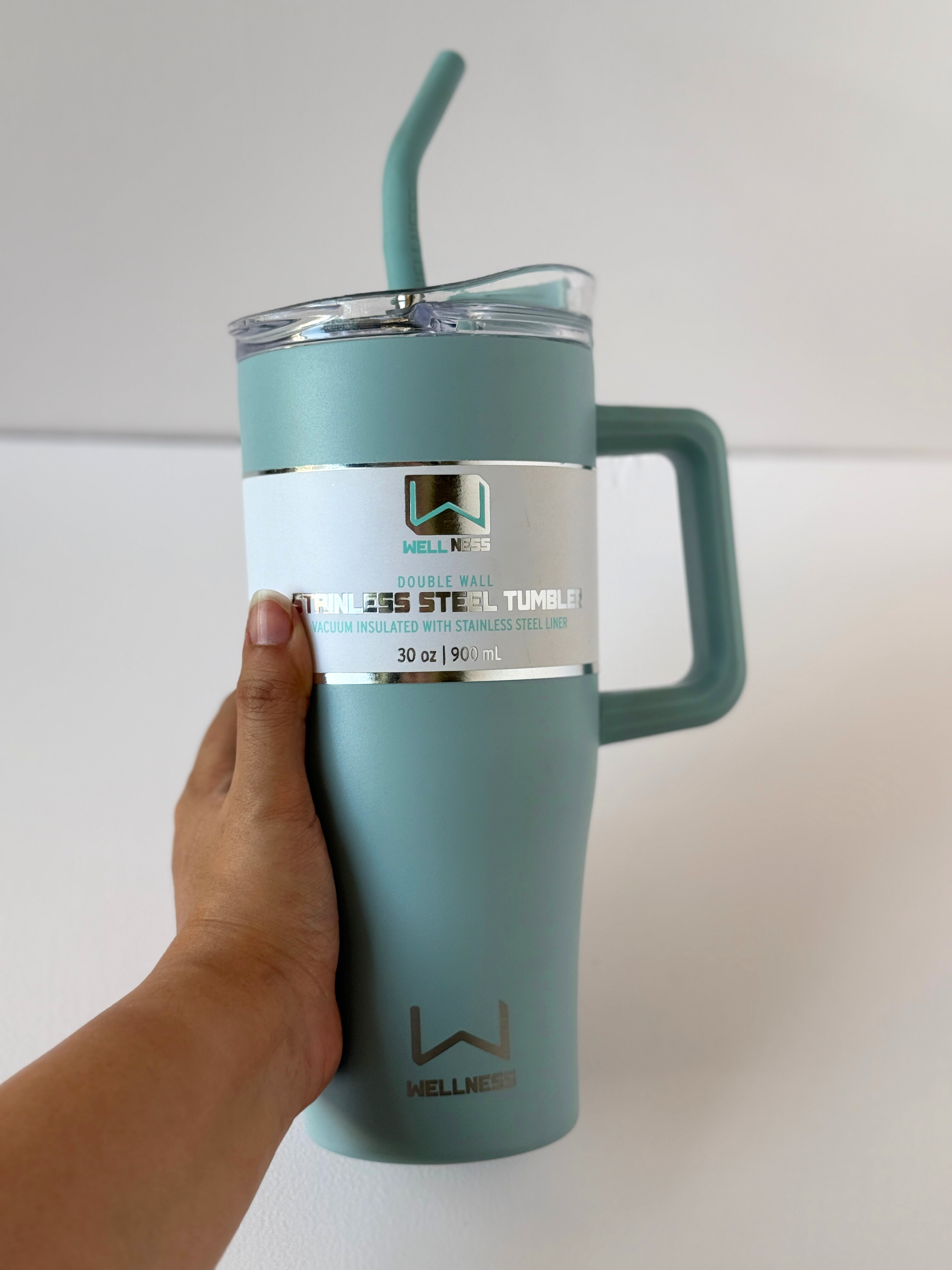 Wellness 30 oz Stainless Steel Tumbler with Handle & Straw – Vacuum Insulated Travel Mug