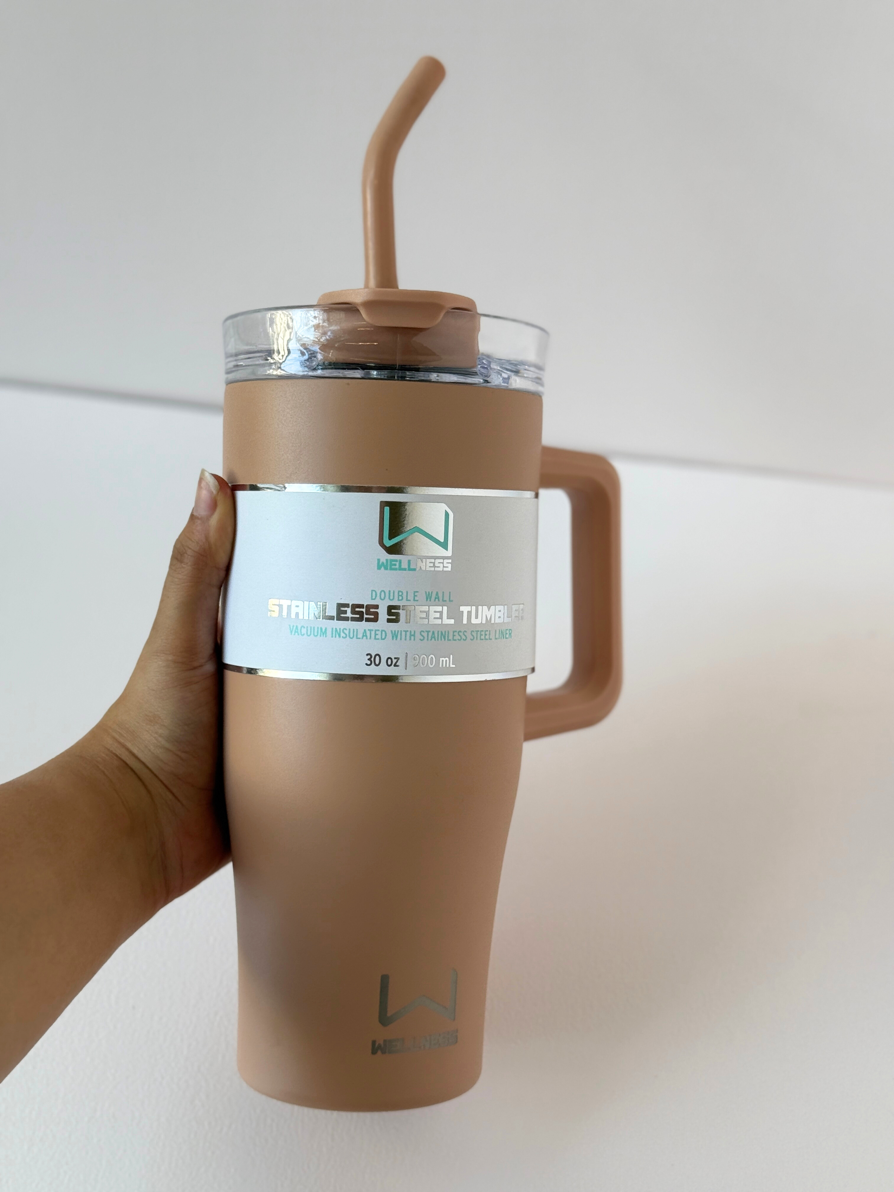 Wellness 30 oz Stainless Steel Tumbler with Handle & Straw – Vacuum Insulated Travel Mug