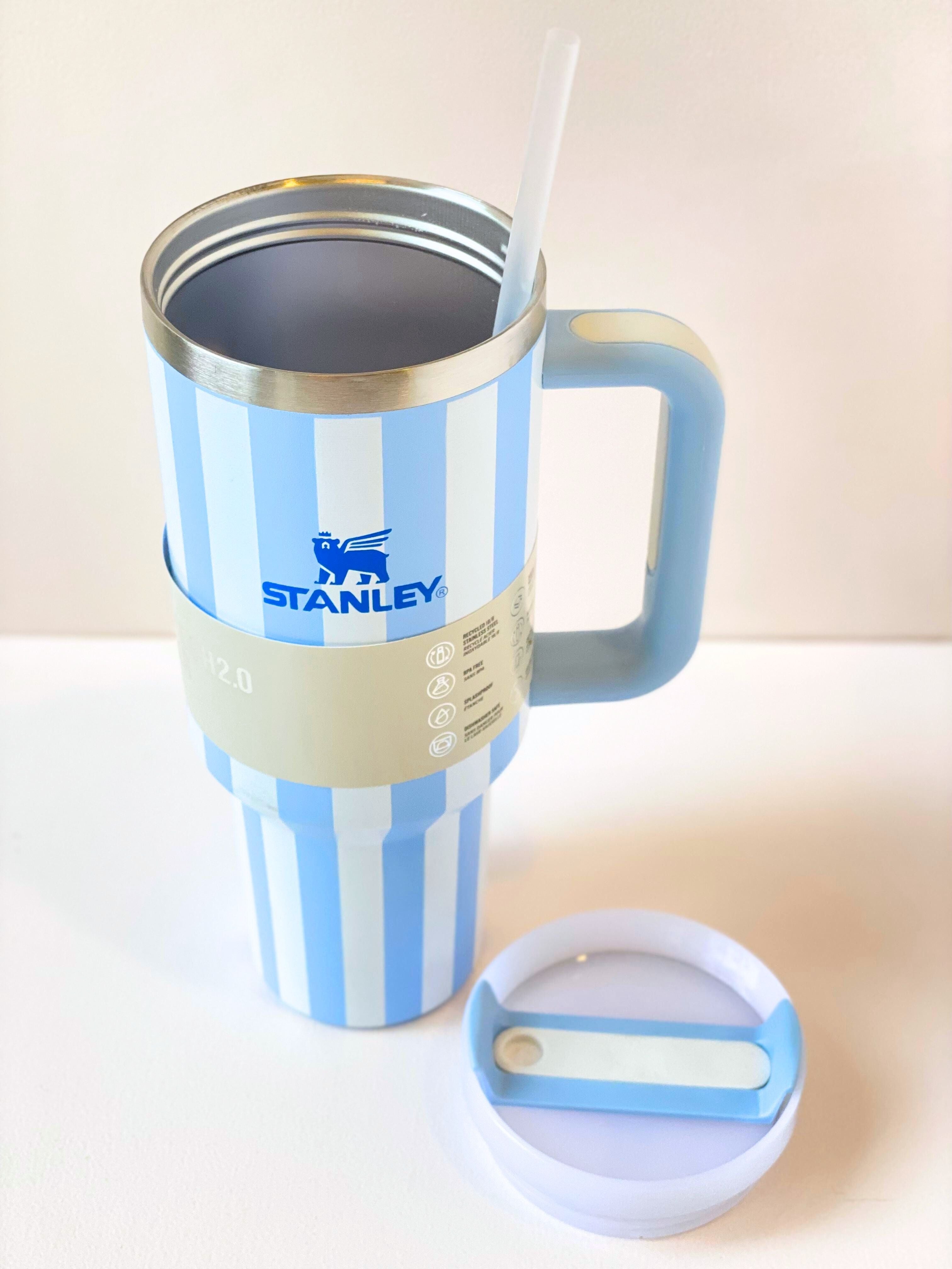 Striped Stanley H2.0 Quencher Tumbler – 40oz Leakproof Travel Cup with Handle & Straw