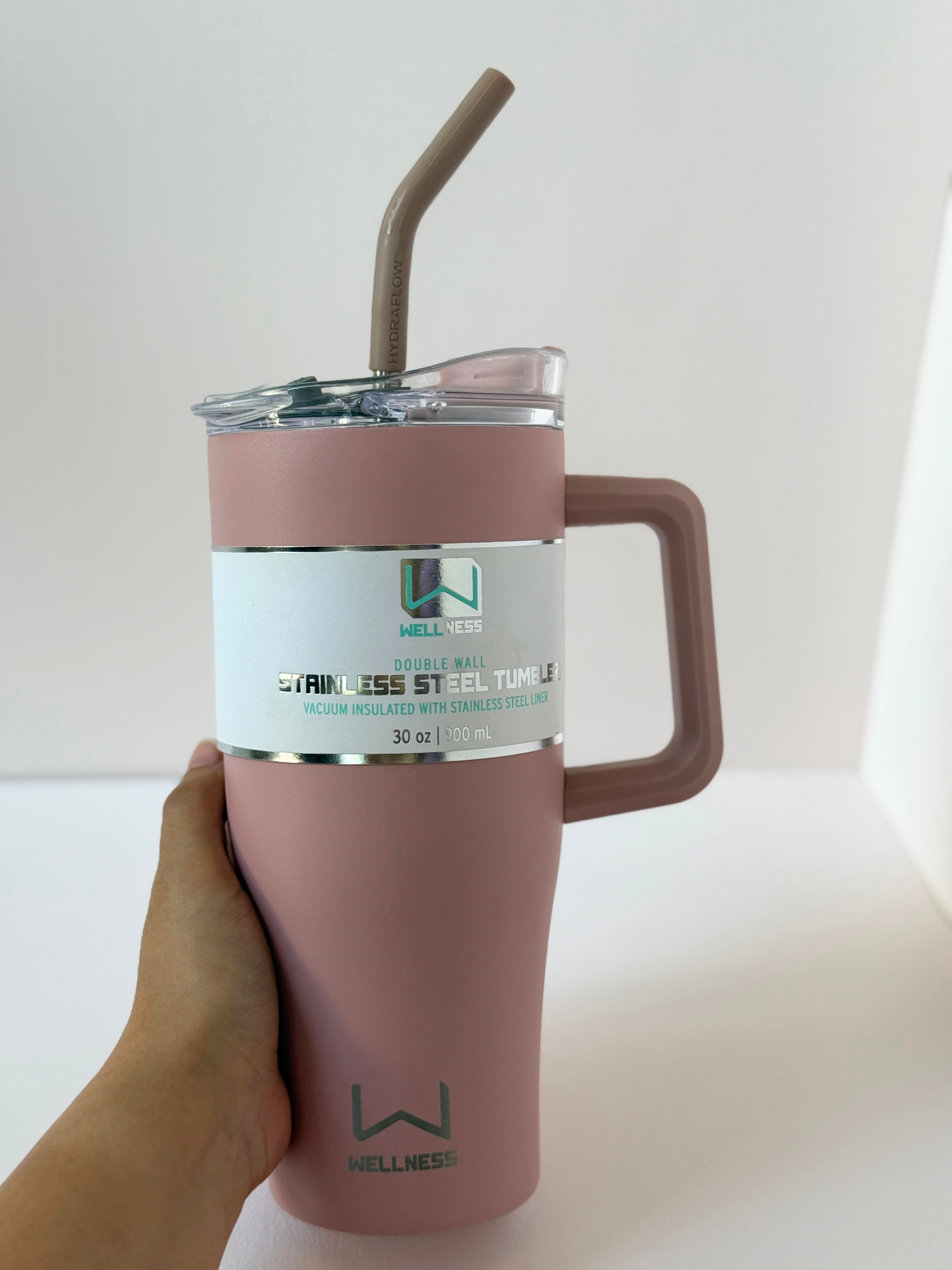 Wellness 30 oz Stainless Steel Tumbler with Handle & Straw – Vacuum Insulated Travel Mug