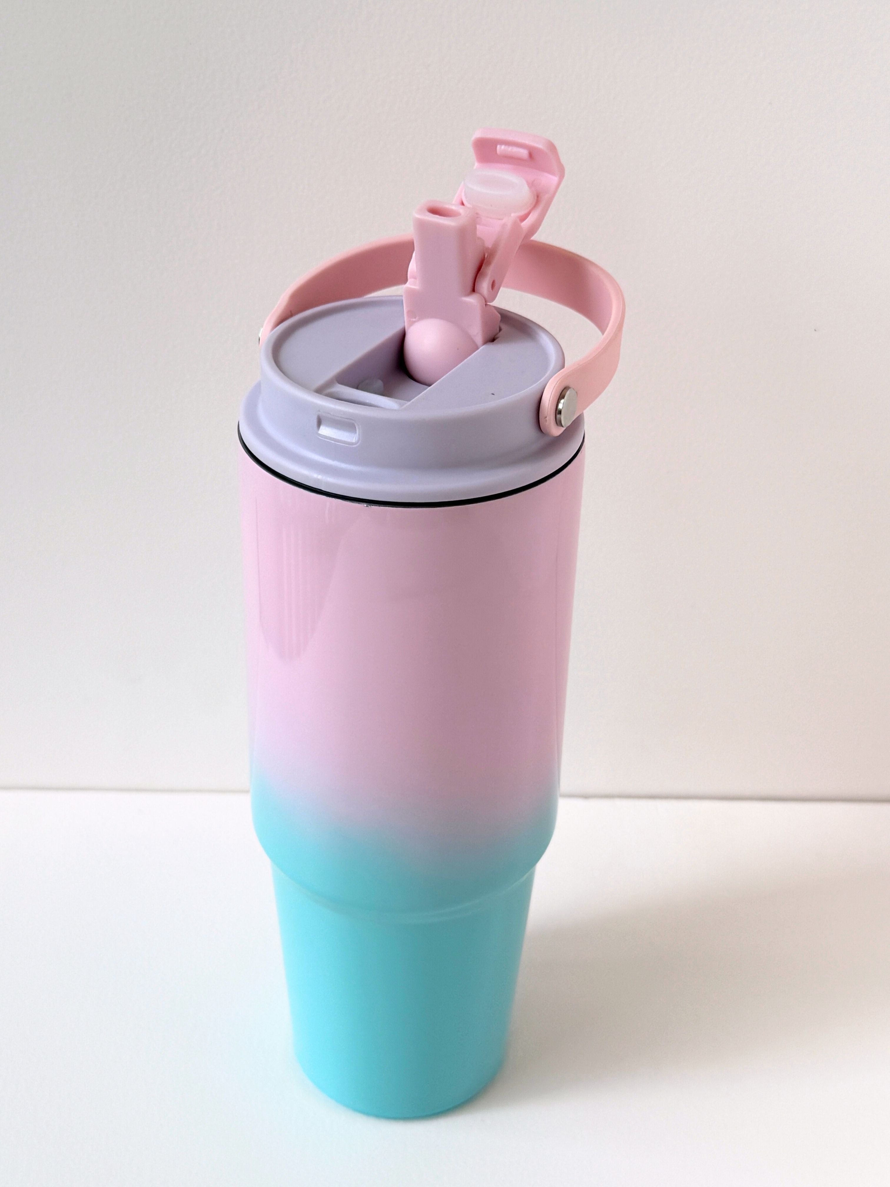 Gradient Colour Reusable Tumbler with Handle – 40oz Insulated Travel Cup