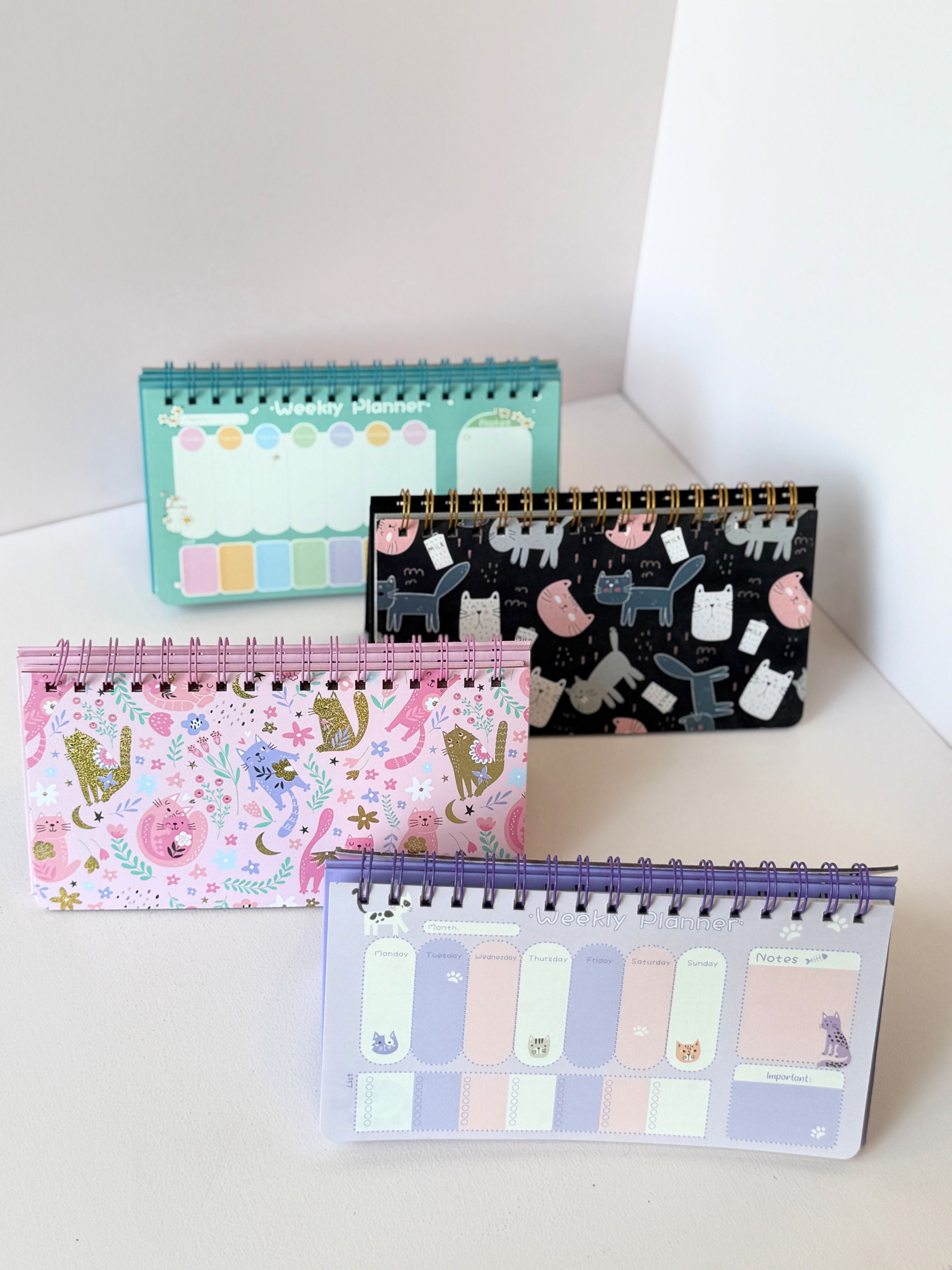 Whimsical Cat-Themed Weekly Desk Planners