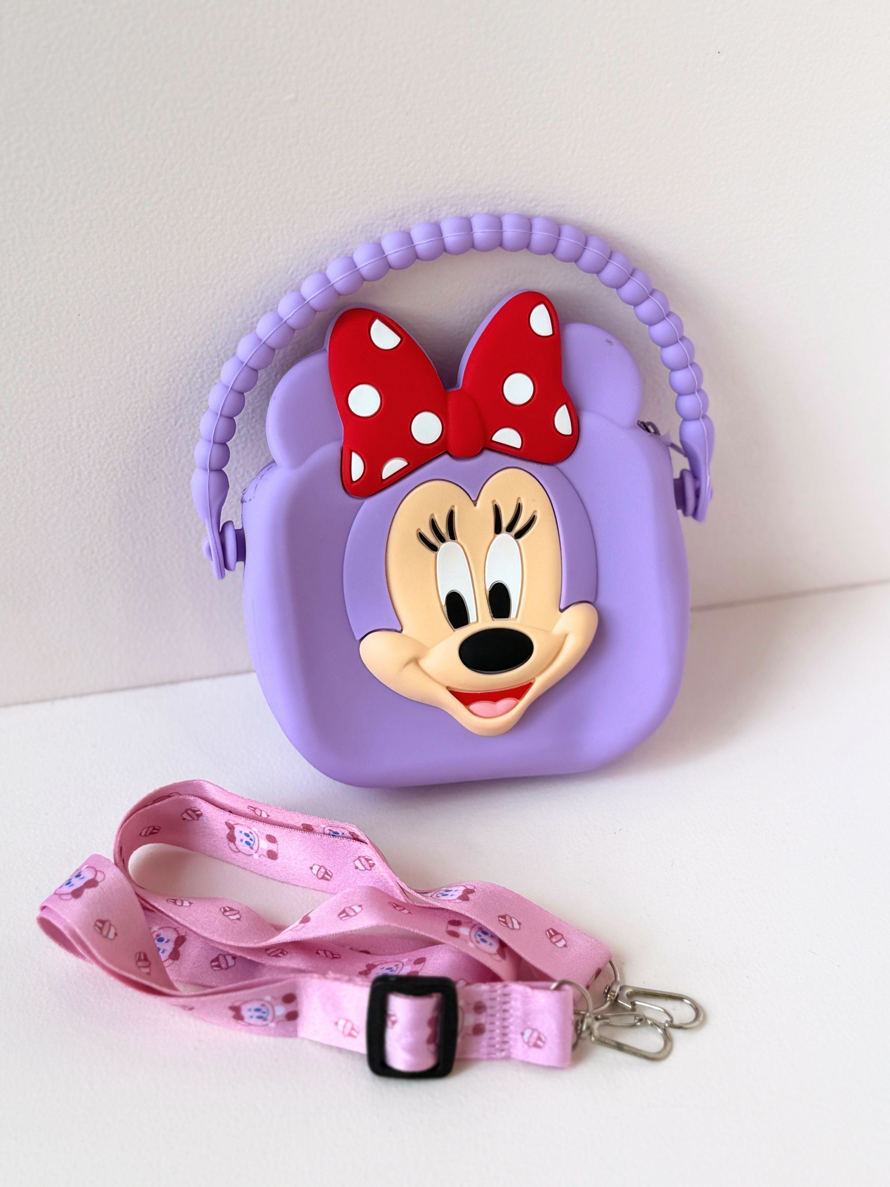 Minnie Inspired Silicone Handbag – With Beaded Handle & Sling