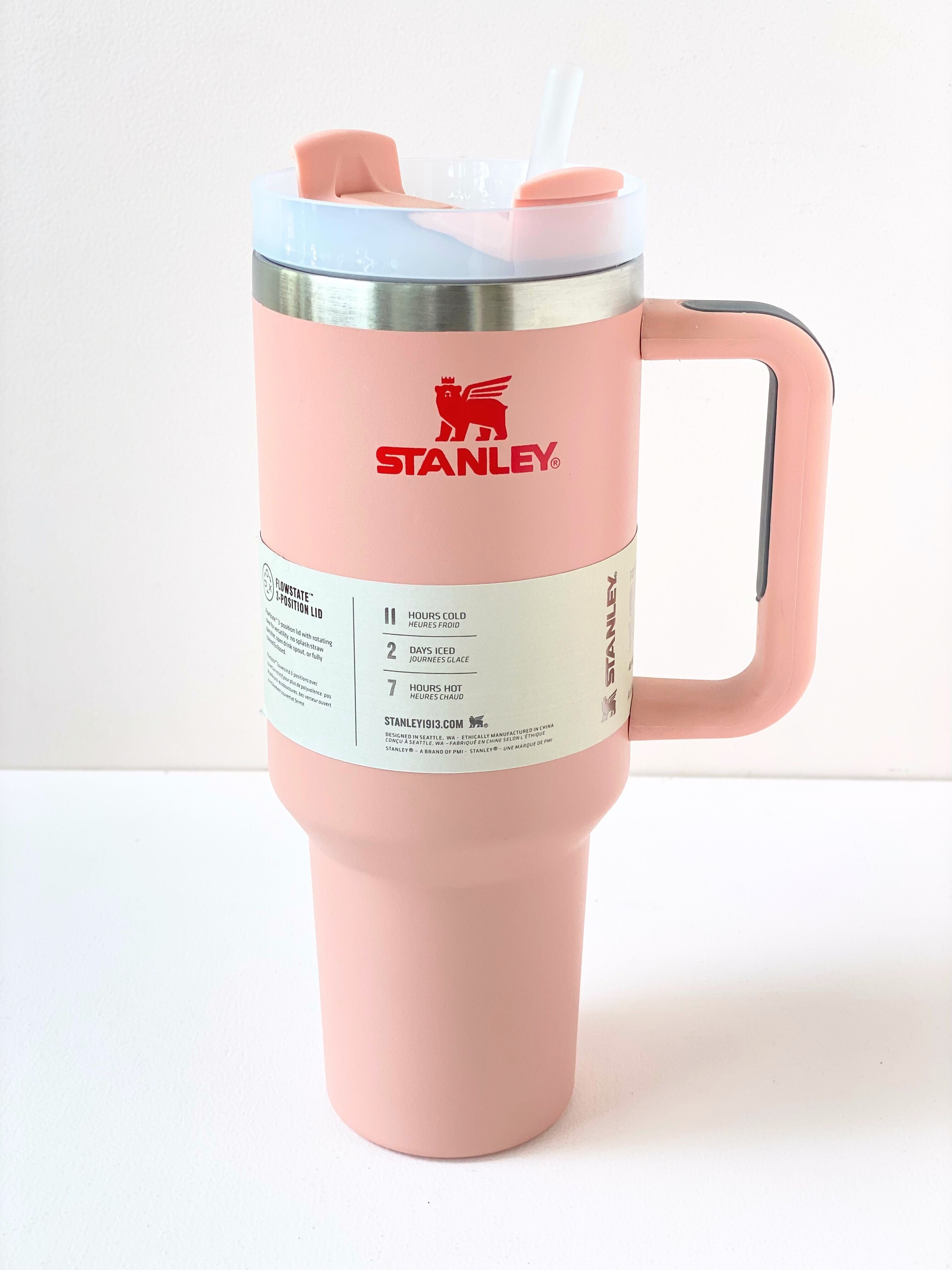 40oz Stanley Style Quencher H2.0 Tumbler with Straw – Leakproof, Stainless Steel, Pastel Colors