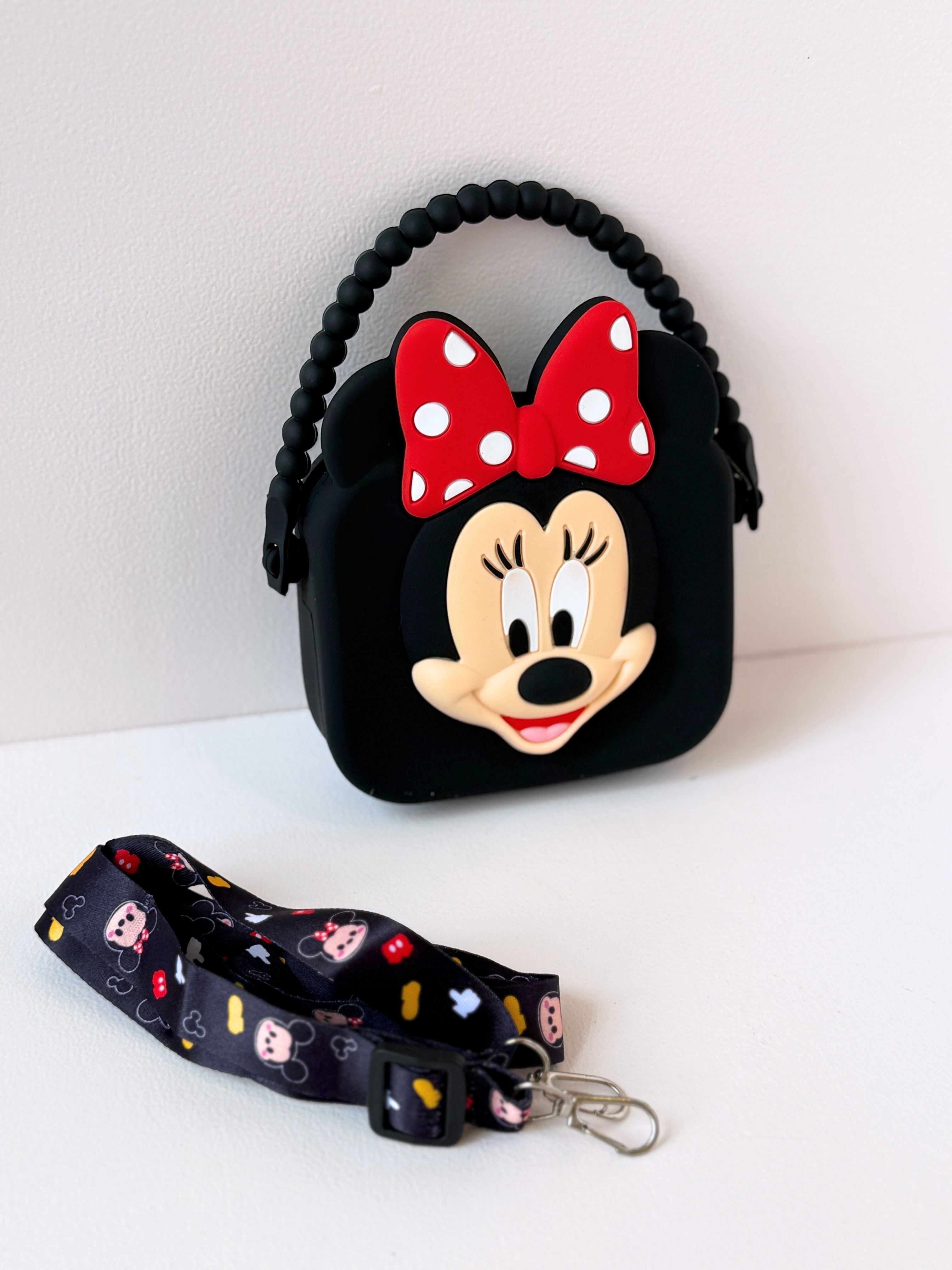 Minnie Inspired Silicone Handbag – With Beaded Handle & Sling