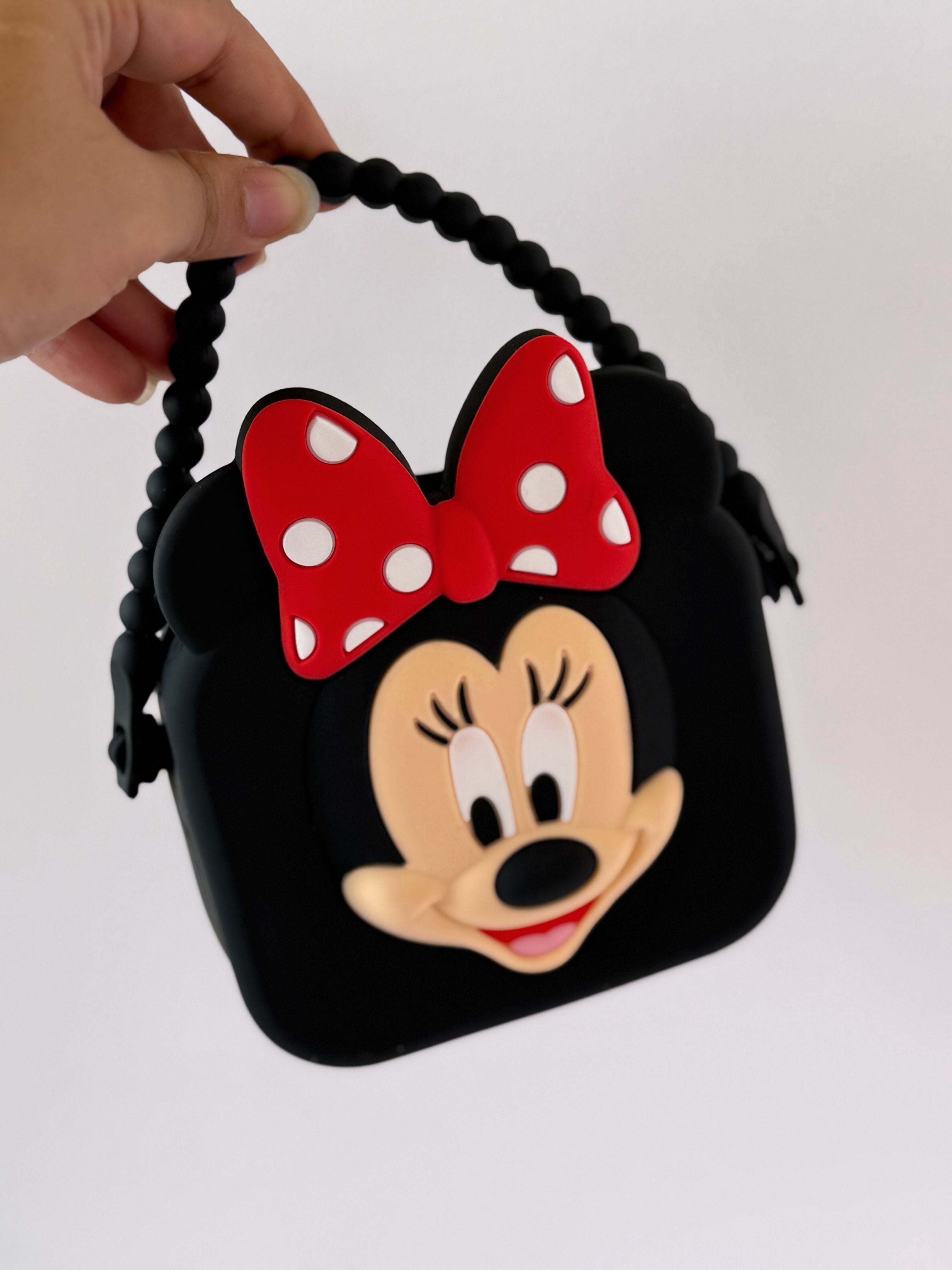 Minnie Inspired Silicone Handbag – With Beaded Handle & Sling