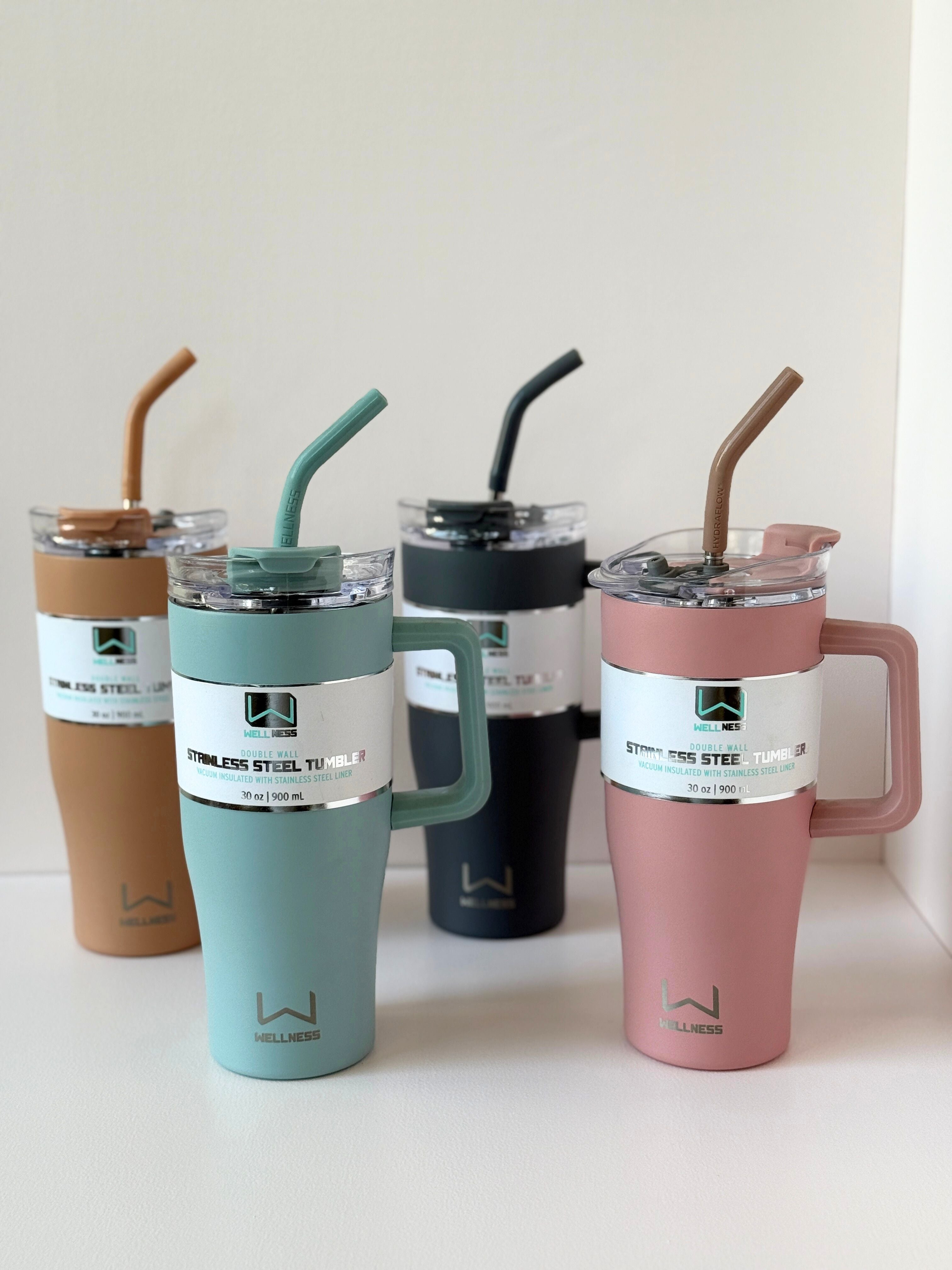 Wellness 30 oz Stainless Steel Tumbler with Handle & Straw – Vacuum Insulated Travel Mug