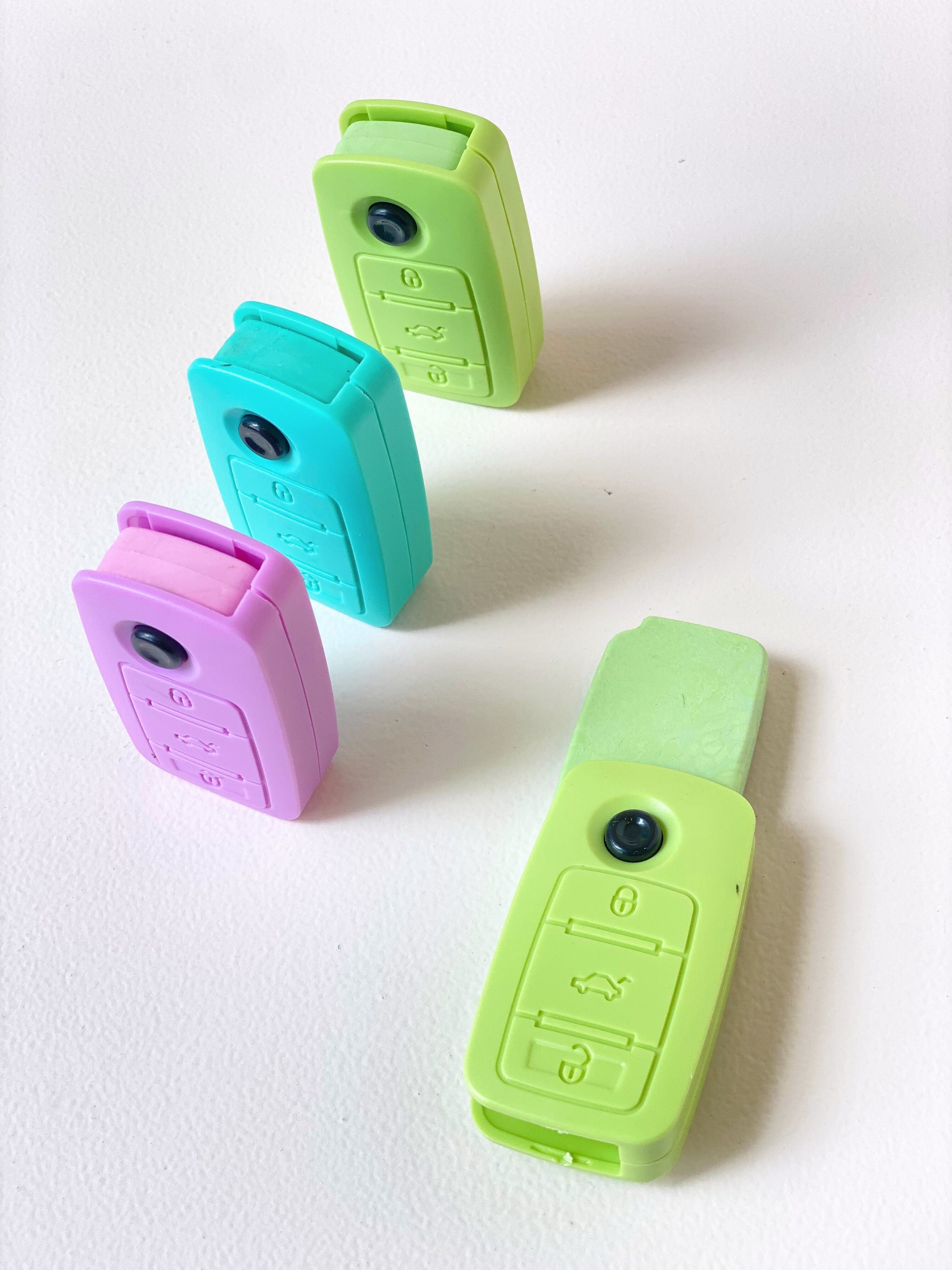 Car Key Shaped Erasers – Fun & Realistic Pastel Stationery for Kids & Gifting