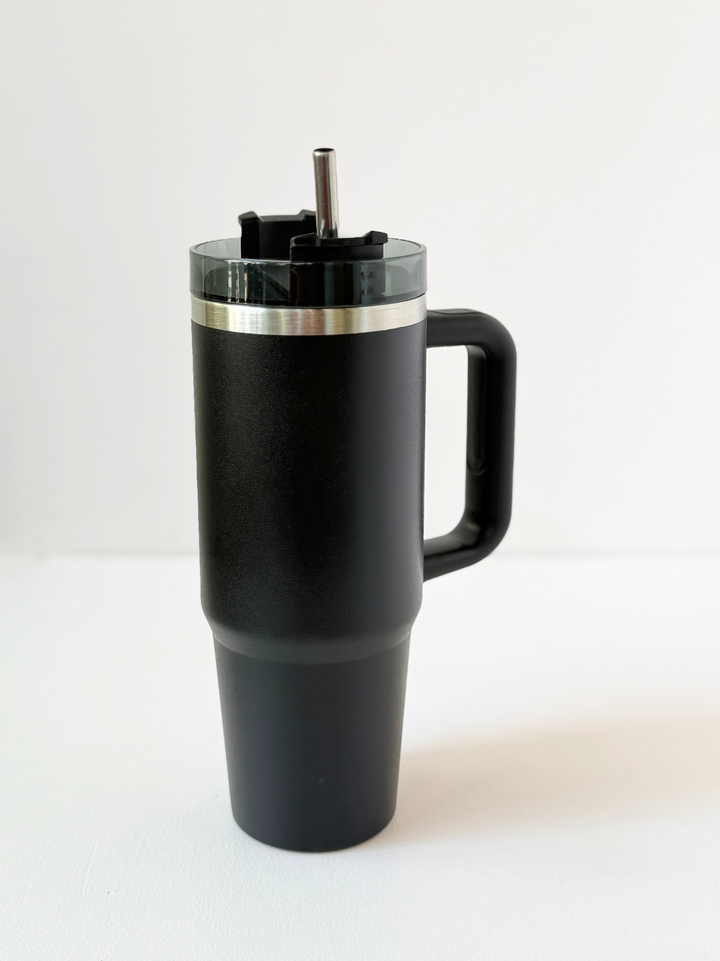 40 oz Stainless Steel Tumbler with Handle and Straw – Insulated Travel Mug