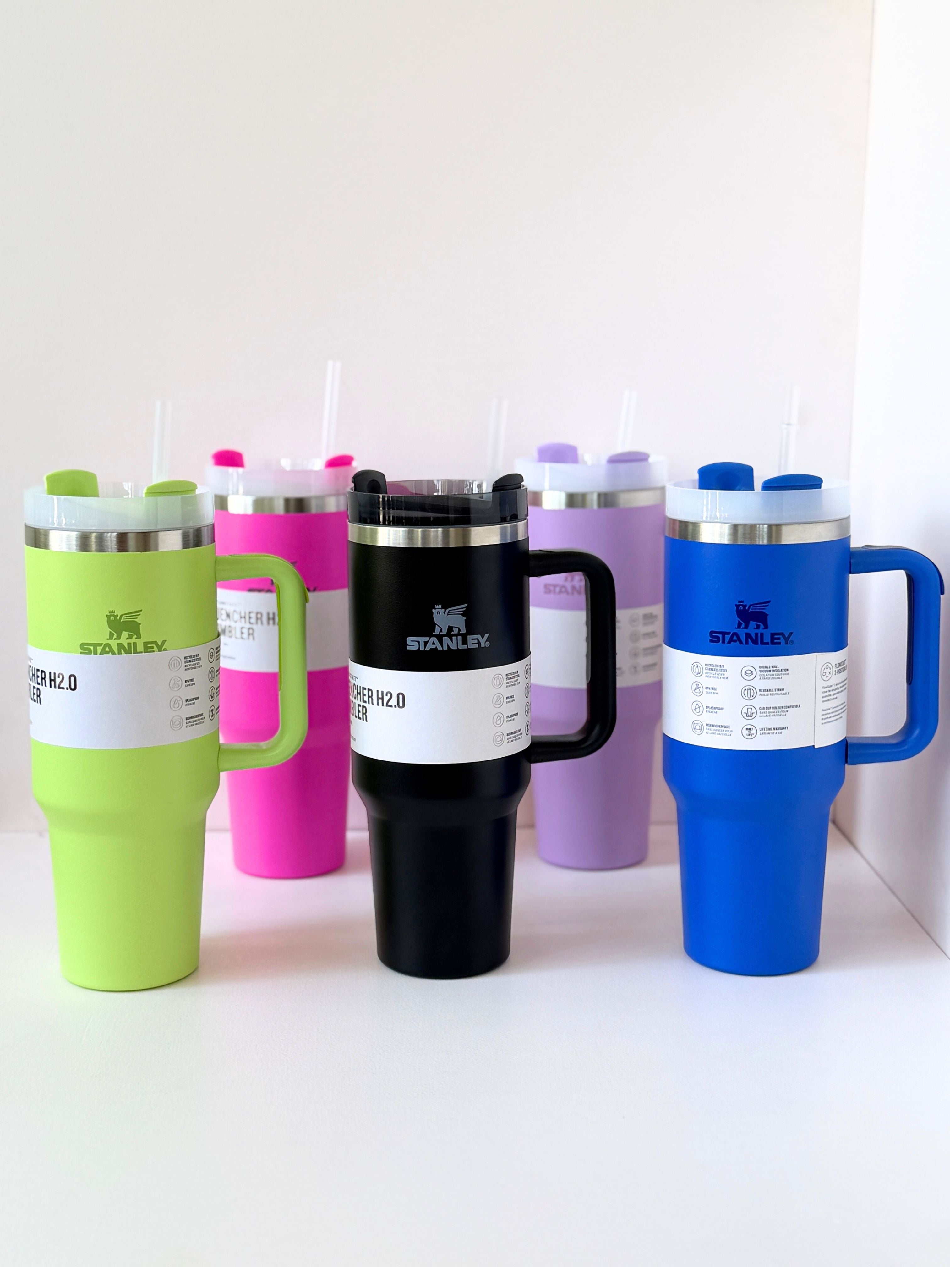 Vibrant Colourful Stanley 40 oz Quencher H2.0 FlowState Tumbler with Handle and Straw