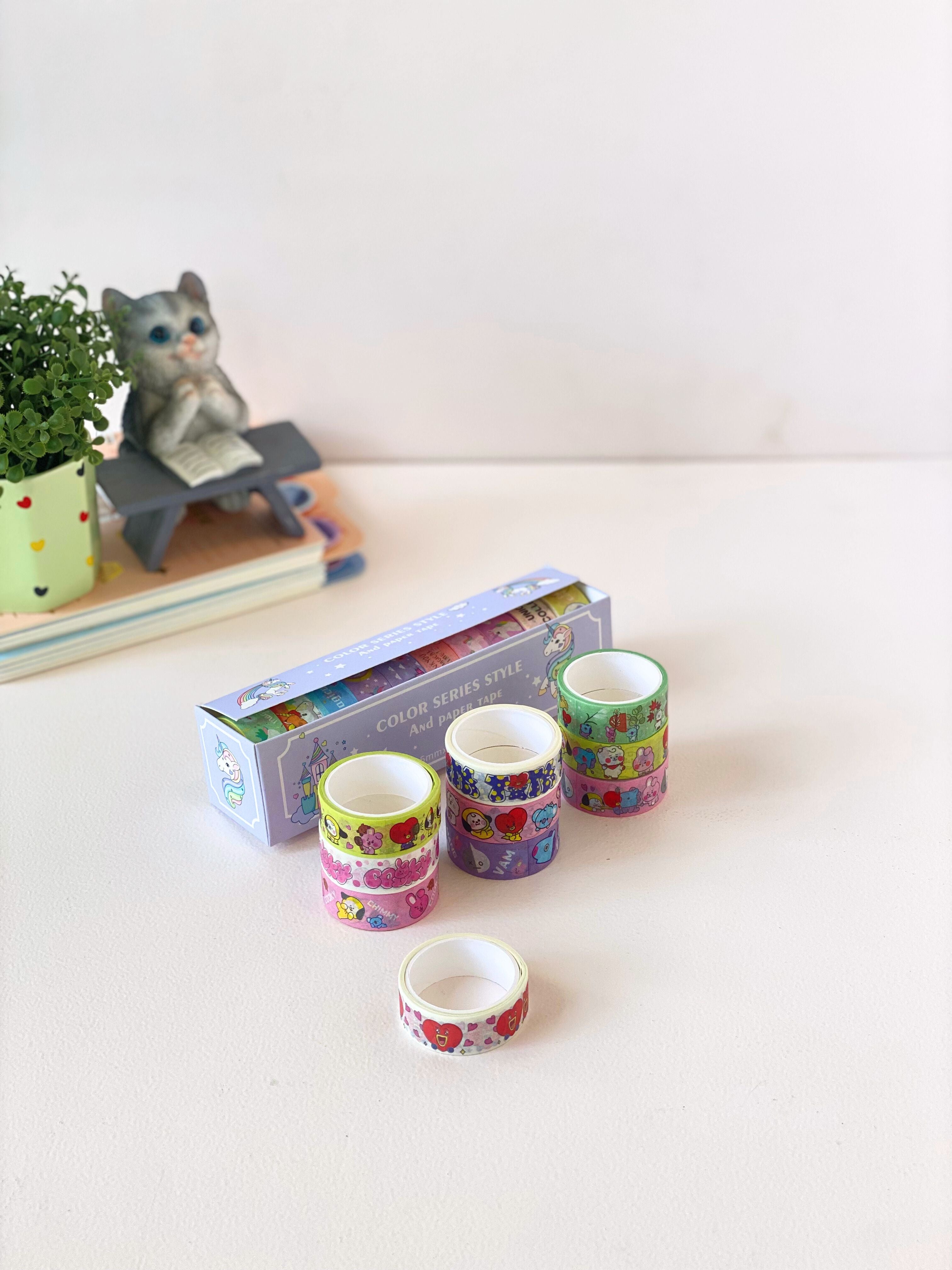 Kawaii Washi Tape Set β 10 Rolls of Colorful Cartoon Paper Tape for Journaling, Scrapbooking & Crafts