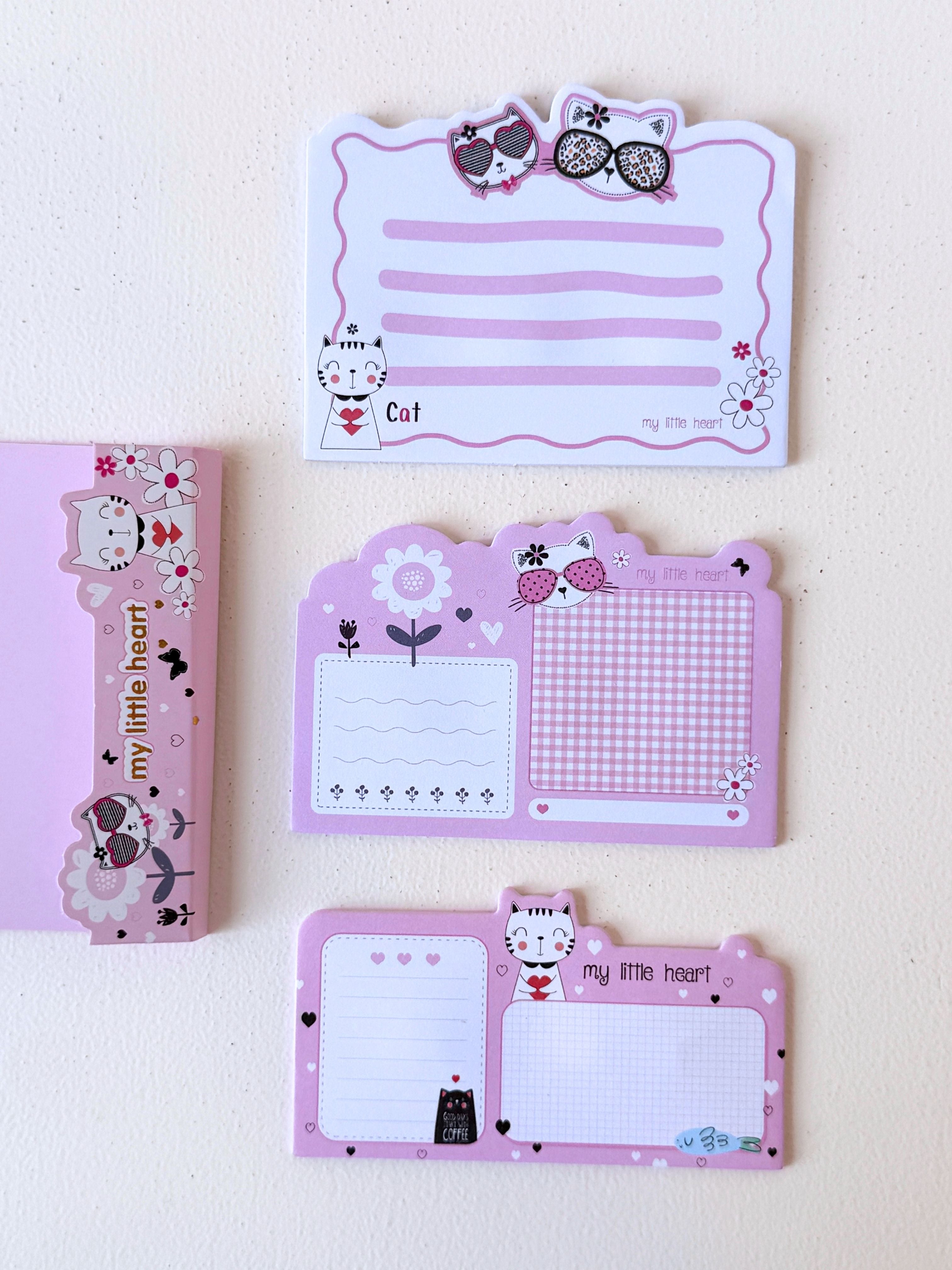 Cute Cat Sticky Notes – “My Little Heart” Cartoon Memo Pads for Journaling, School, and Office