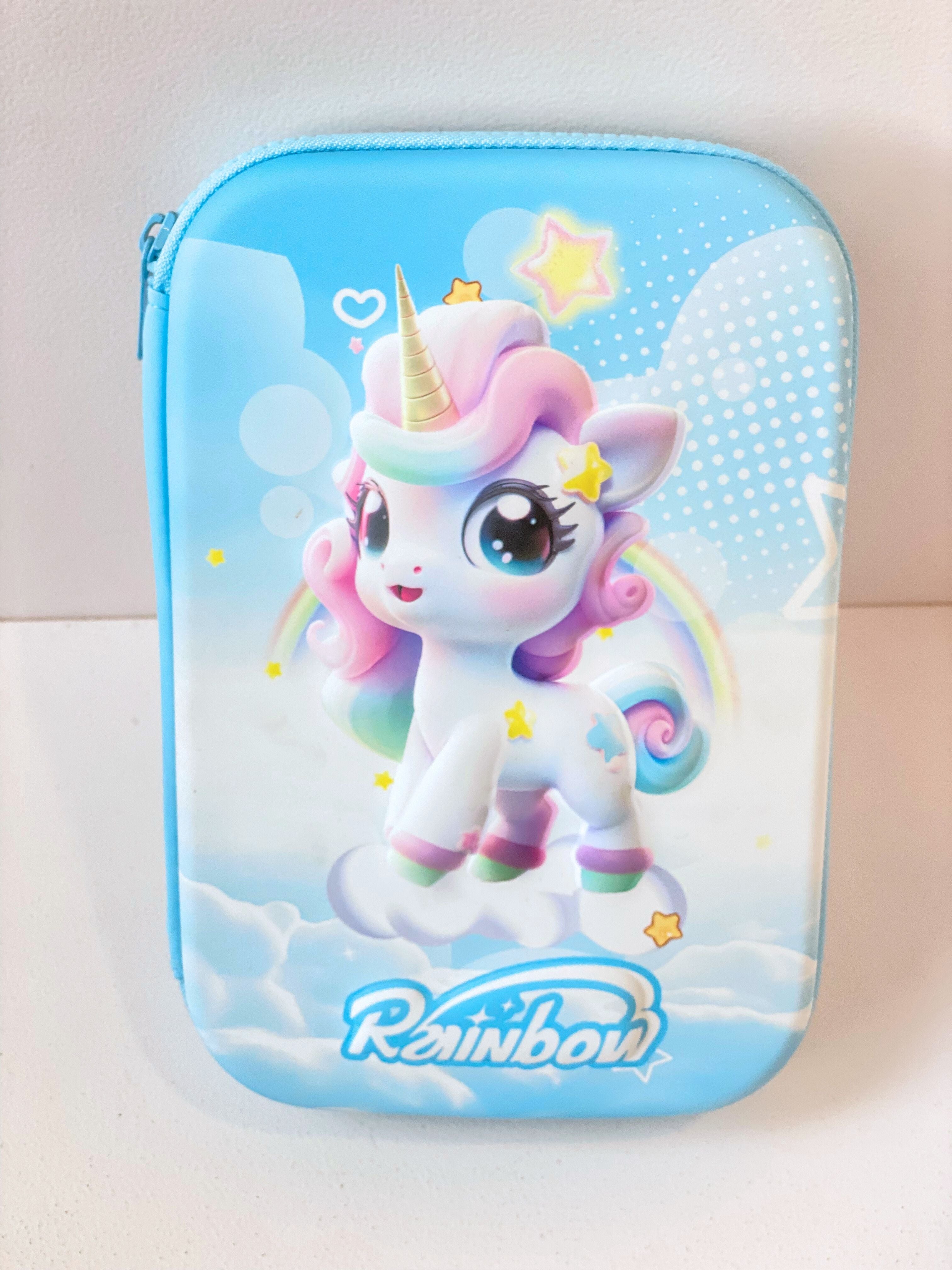 Rainbow Unicorn Pencil Case for Kids – 3D Hard Shell Stationery Organi