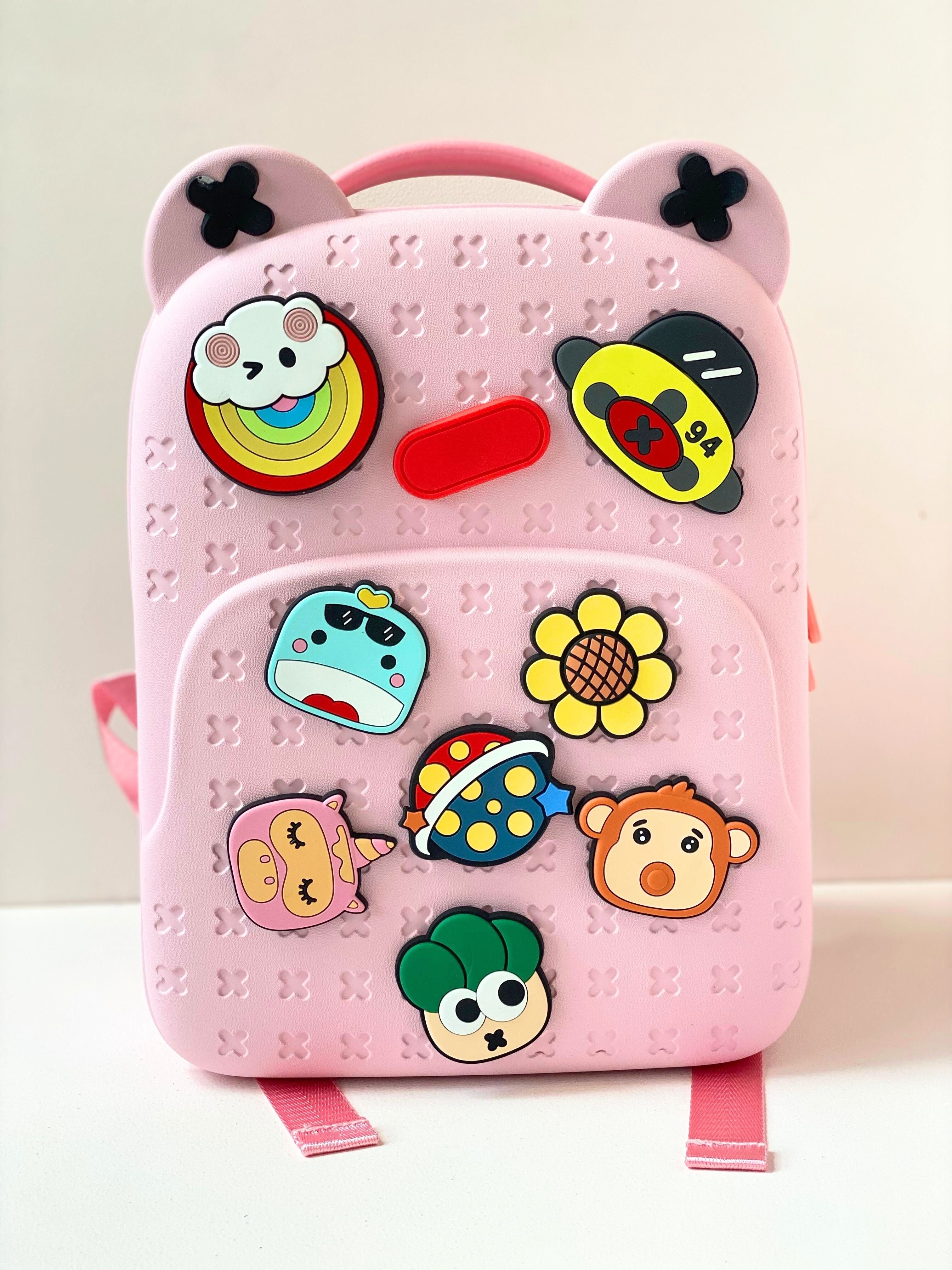 Kawaii Ku™ 3D Character Kids Backpack – Cute Cartoon Bag with Removable Pop Badges
