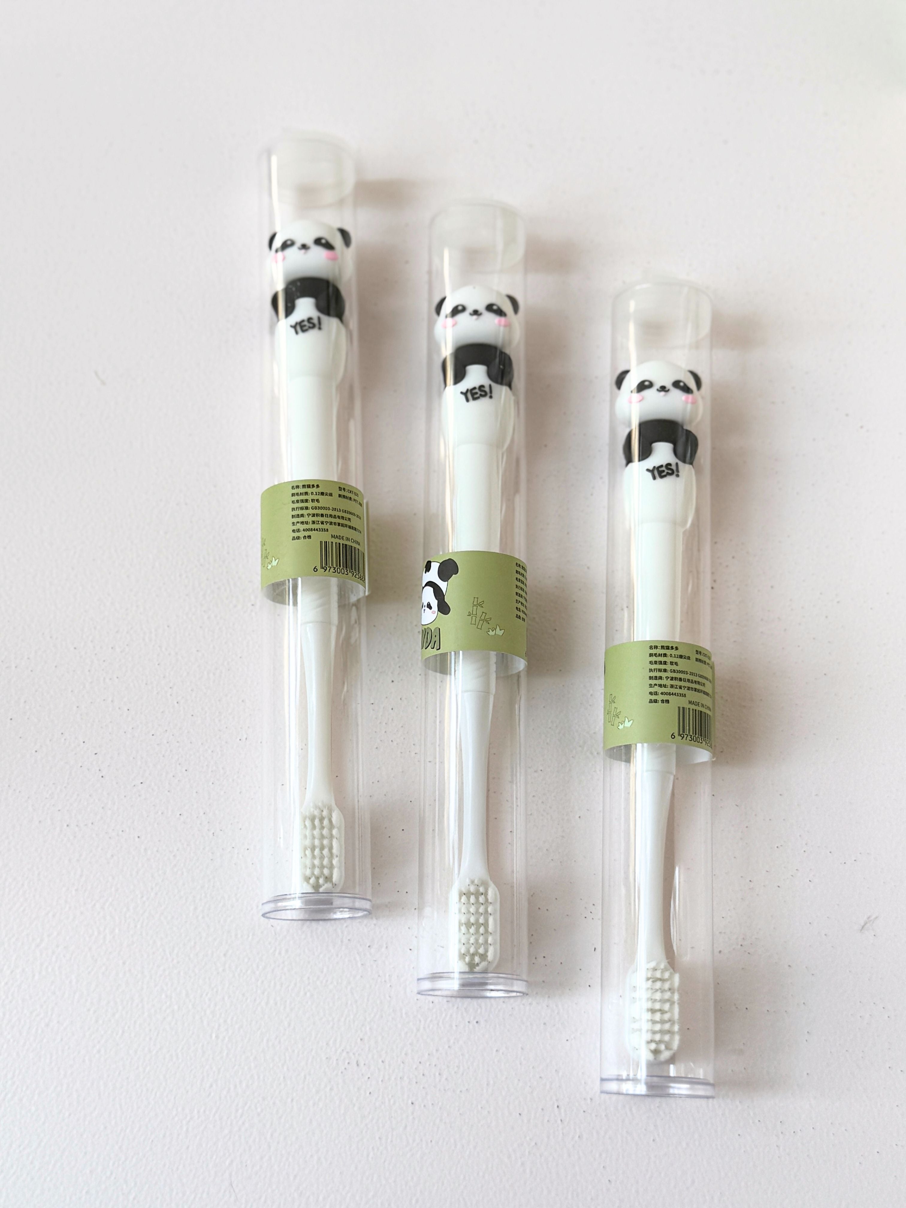 Panda Kids Toothbrush – Soft Bristles with Travel Case | Cute “YES!” Panda Design