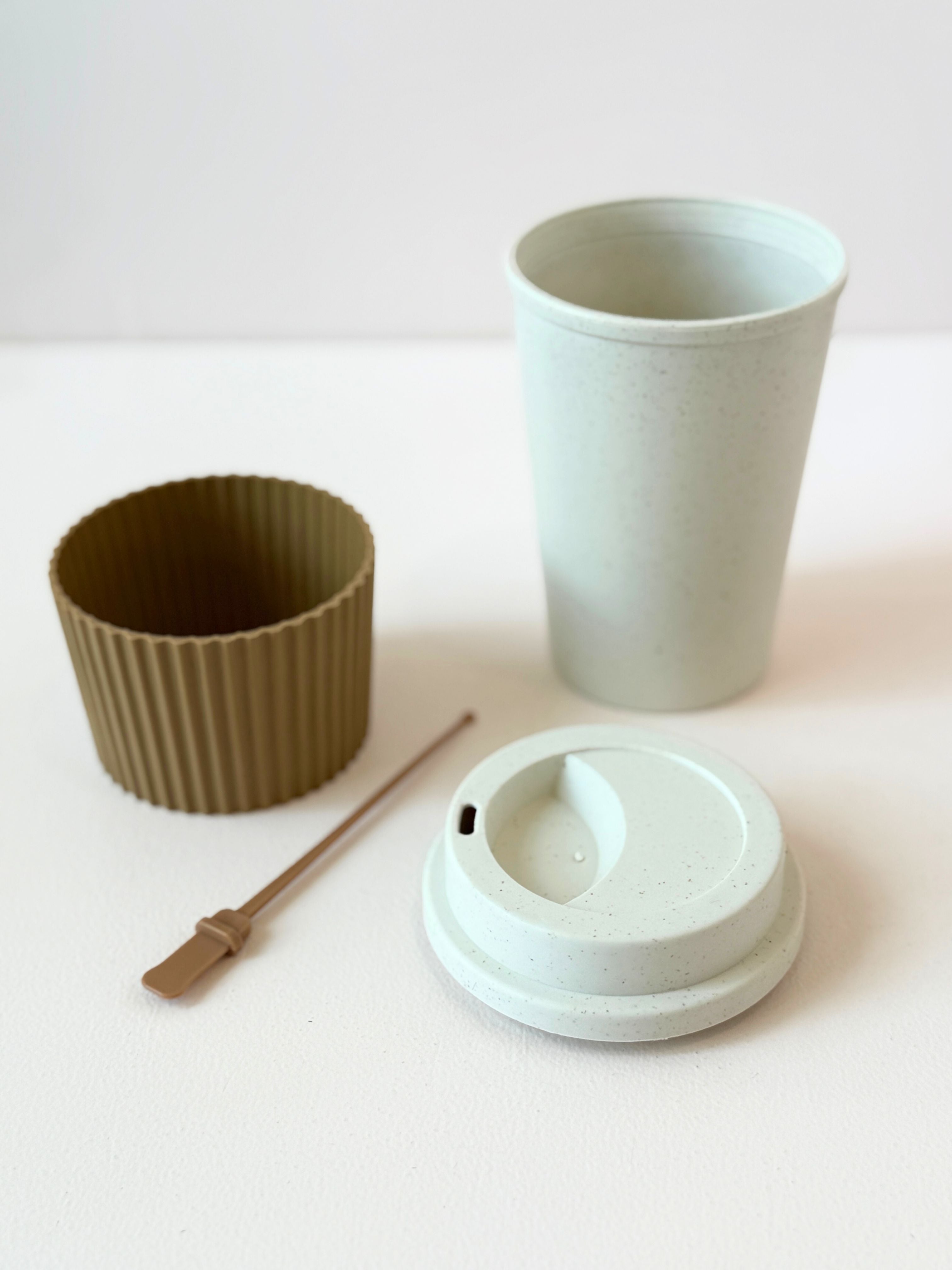 Eco-Friendly Reusable Travel Coffee Cup with Lid & Sleeve – 350ml