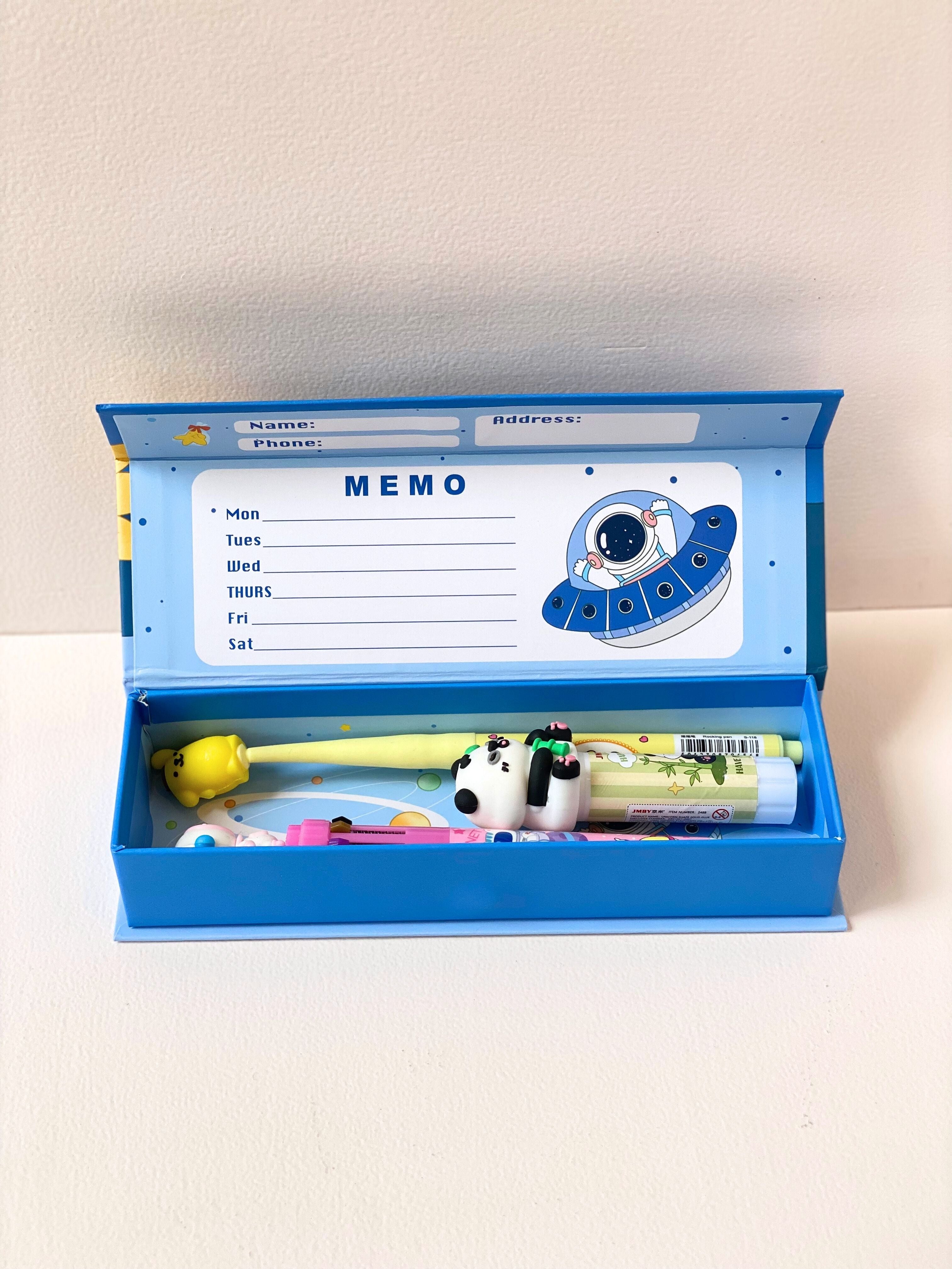 Cute Cartoon Pencil Box – Space & Kawaii Characters