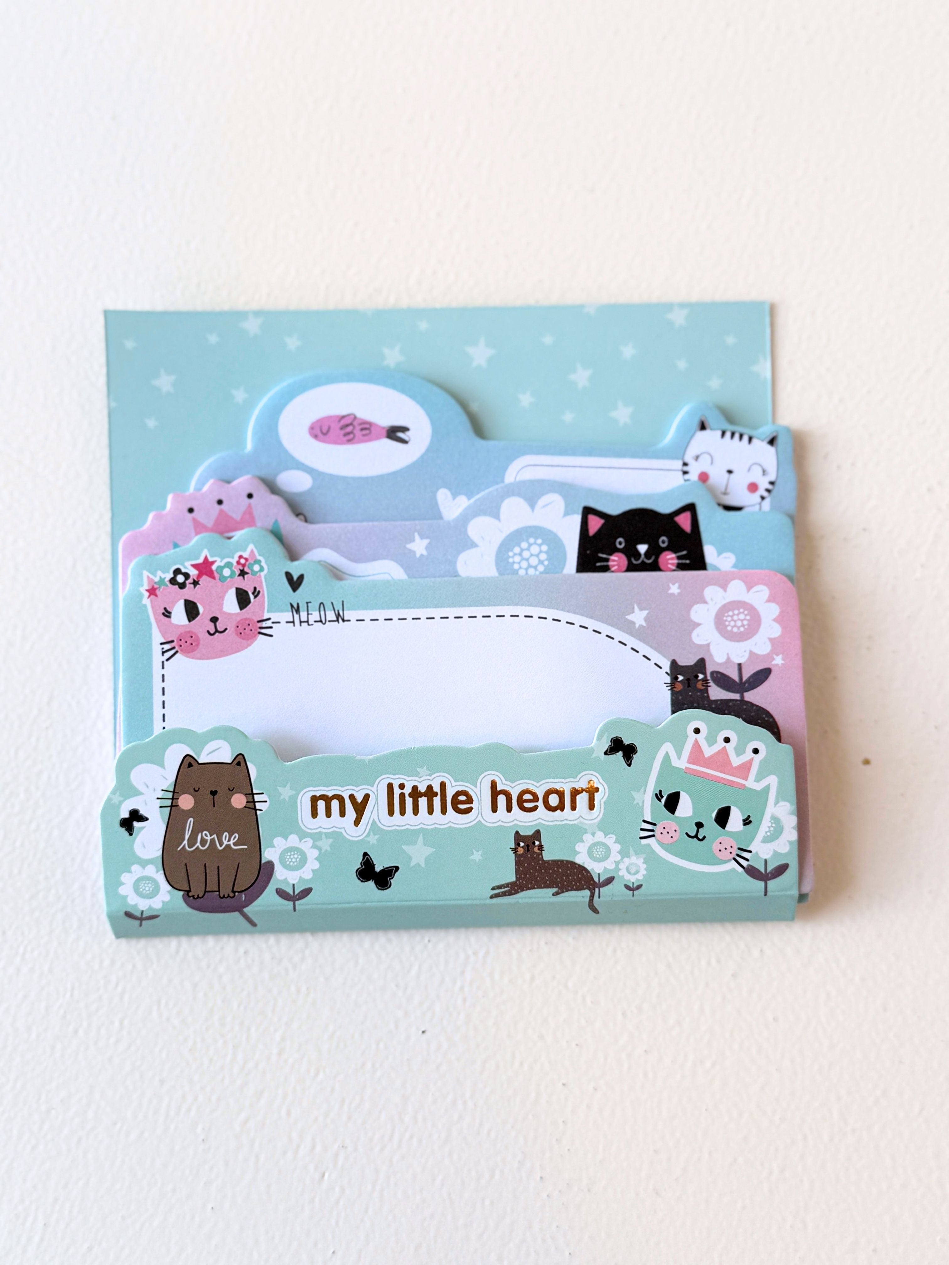 Cute Cat Sticky Notes – “My Little Heart” Cartoon Memo Pads for Journaling, School, and Office