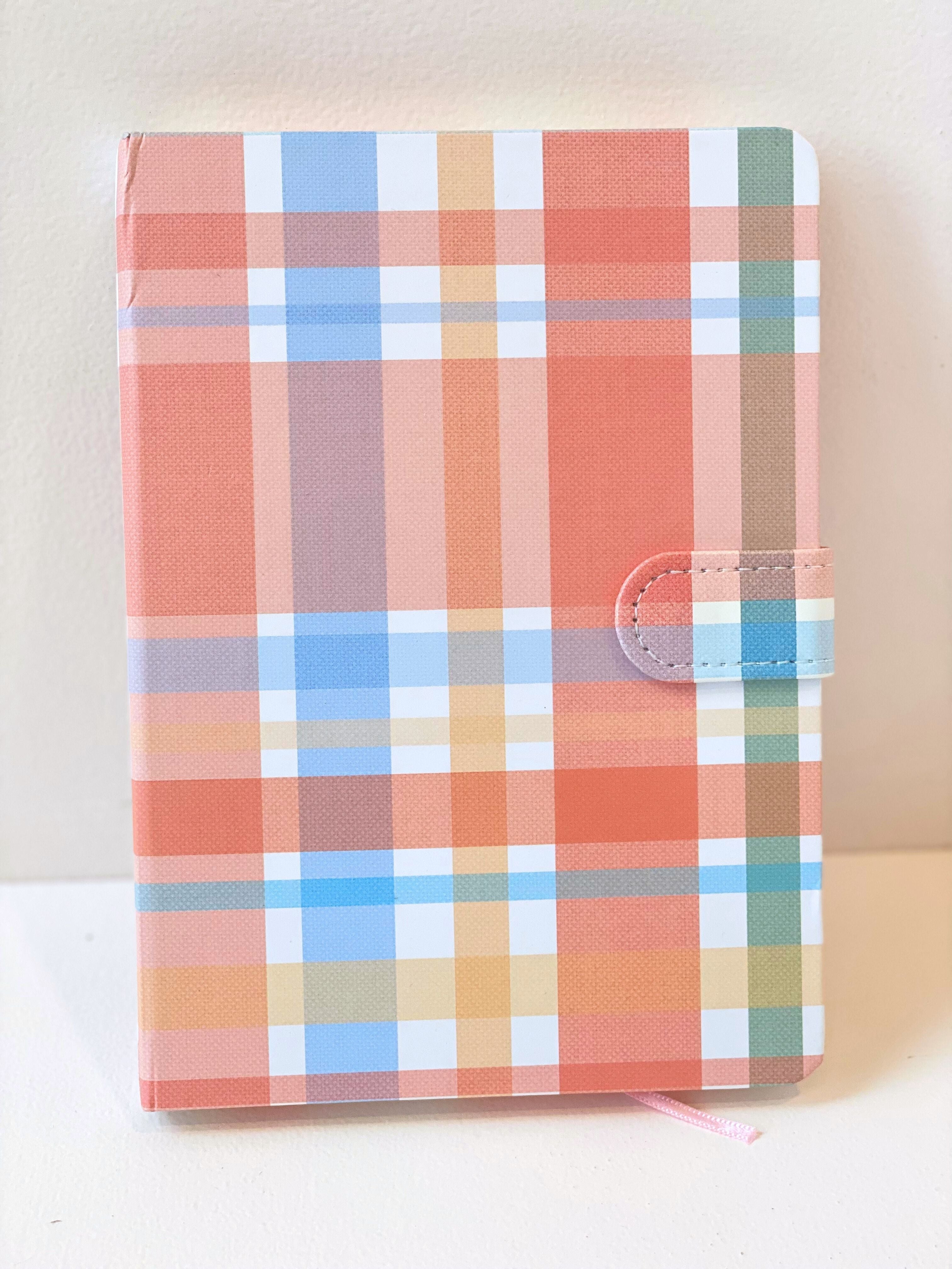 📒 B6 Plaid Agenda Notebook – 112 Sheets, Ruled Pages, Eco-Friendly Paper