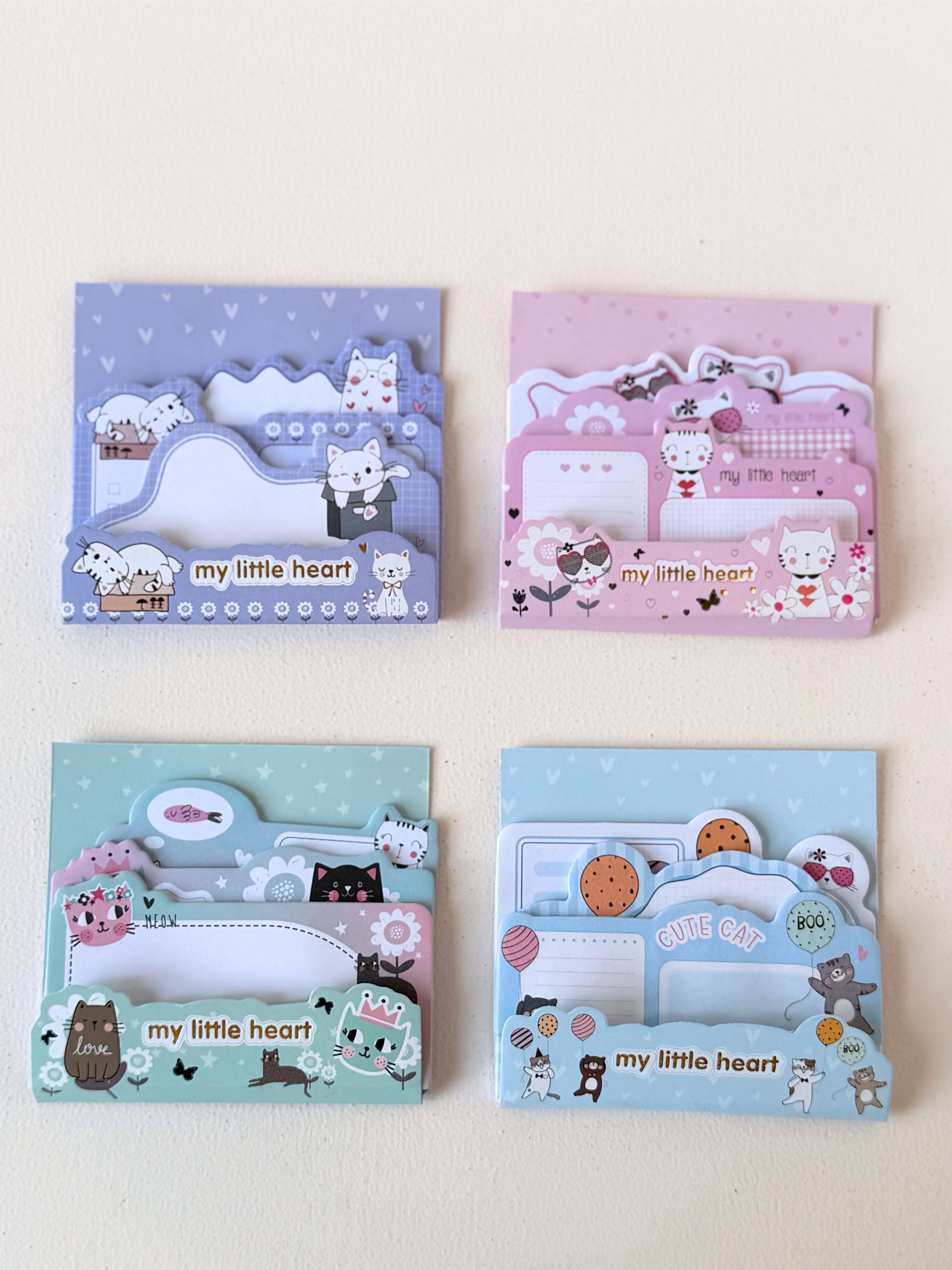 Cute Cat Sticky Notes – “My Little Heart” Cartoon Memo Pads for Journaling, School, and Office