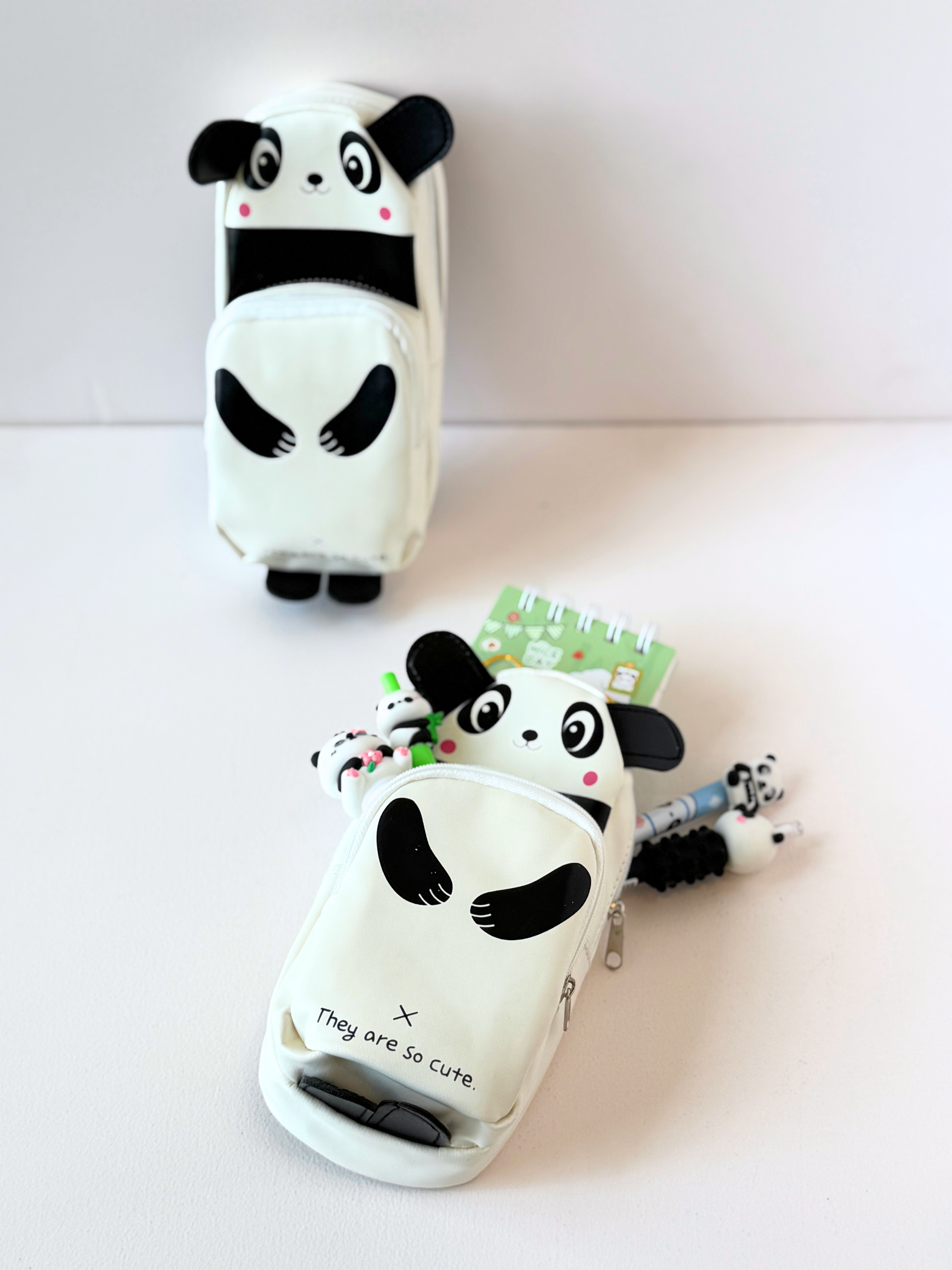 Cute Panda Pencil Pouch – Soft & Expandable Standing Pencil Case for Kids