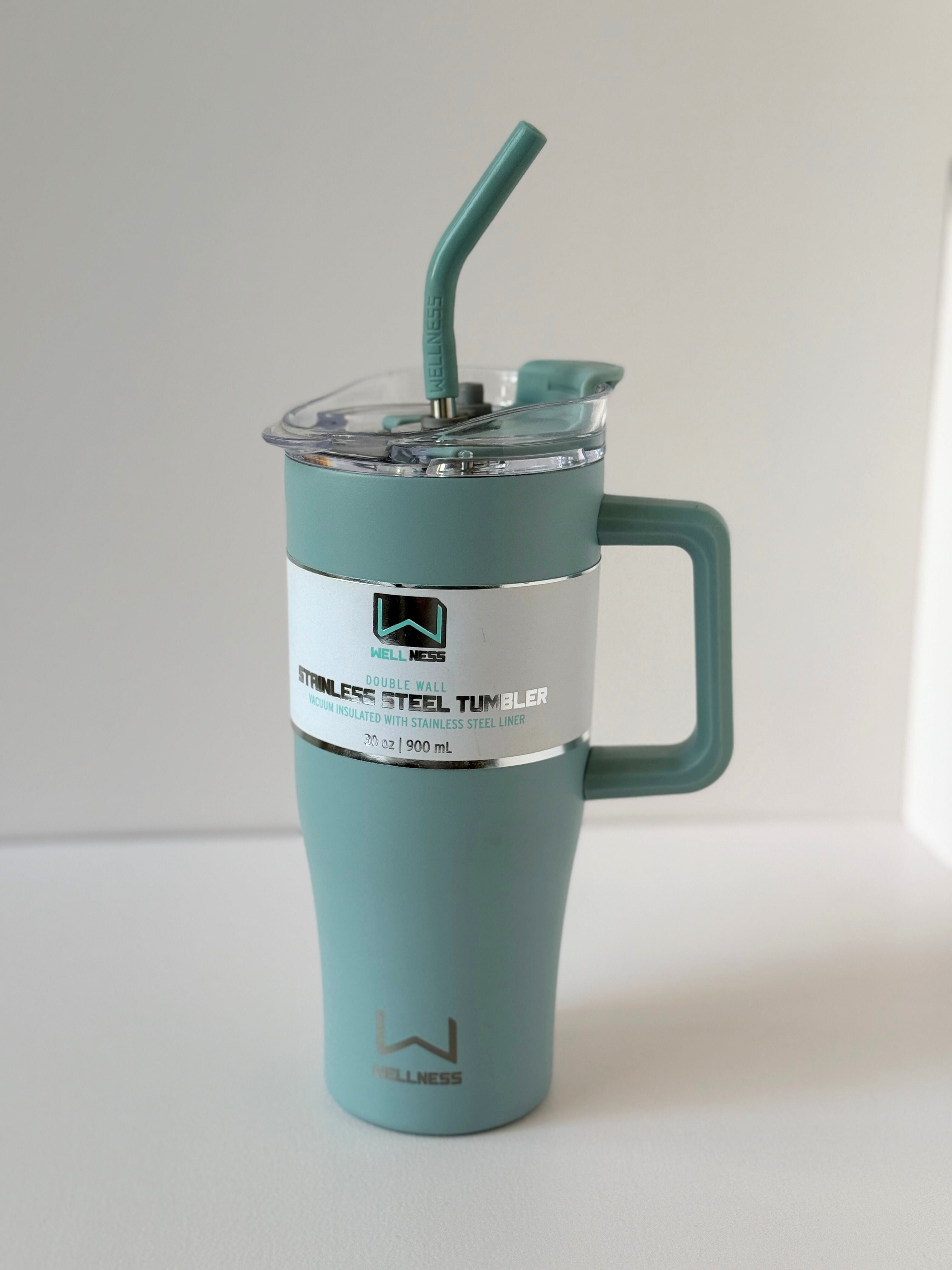Wellness 30 oz Stainless Steel Tumbler with Handle & Straw – Vacuum Insulated Travel Mug