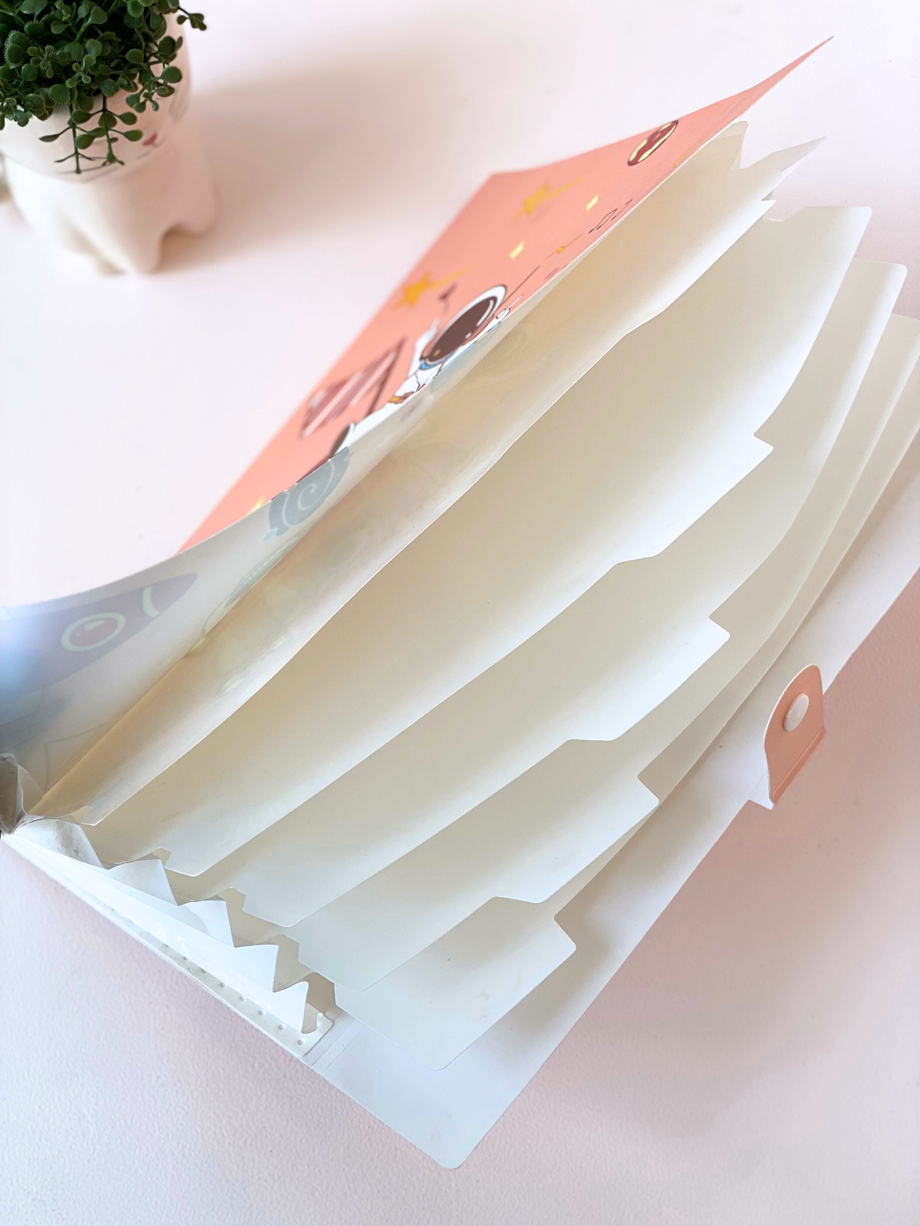 Cute Space-Themed Expanding File Folder – 5 Pocket Accordion Organizer