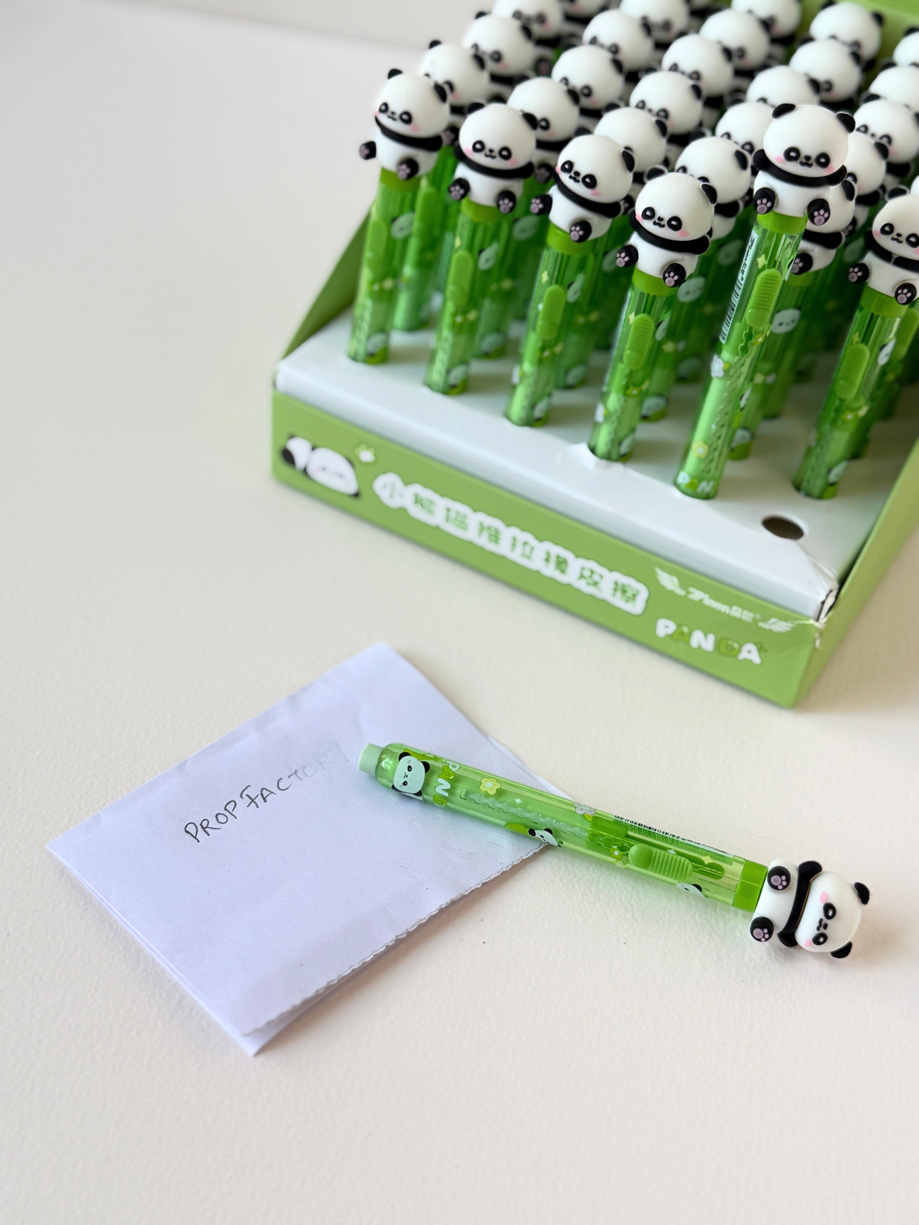 Cute Panda Push-Pull Telescopic Eraser – Green Edition