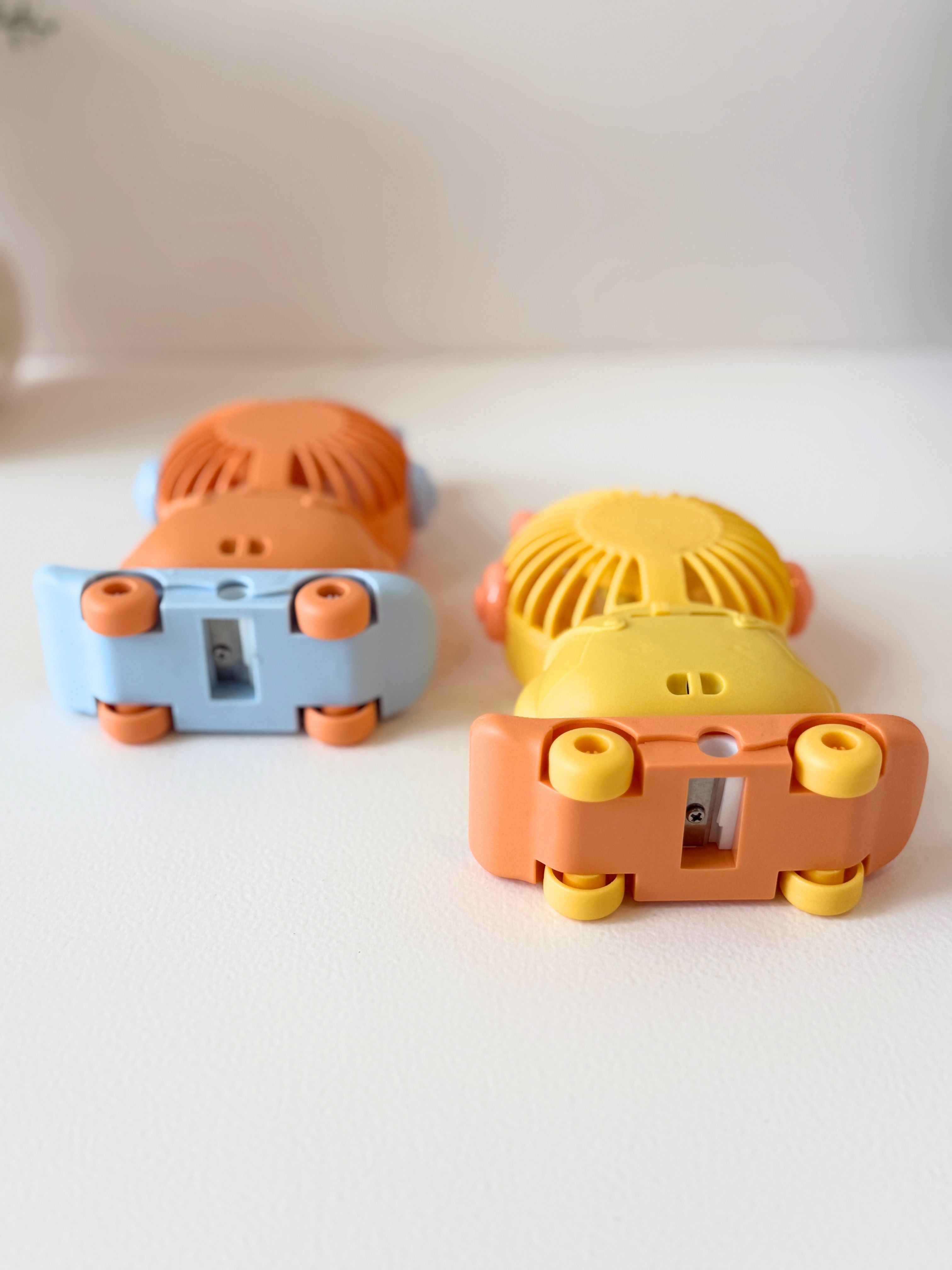 Cute Cat Mini USB Fan with Built-in Sharpener – Portable Desk Fan on Skateboard Wheels