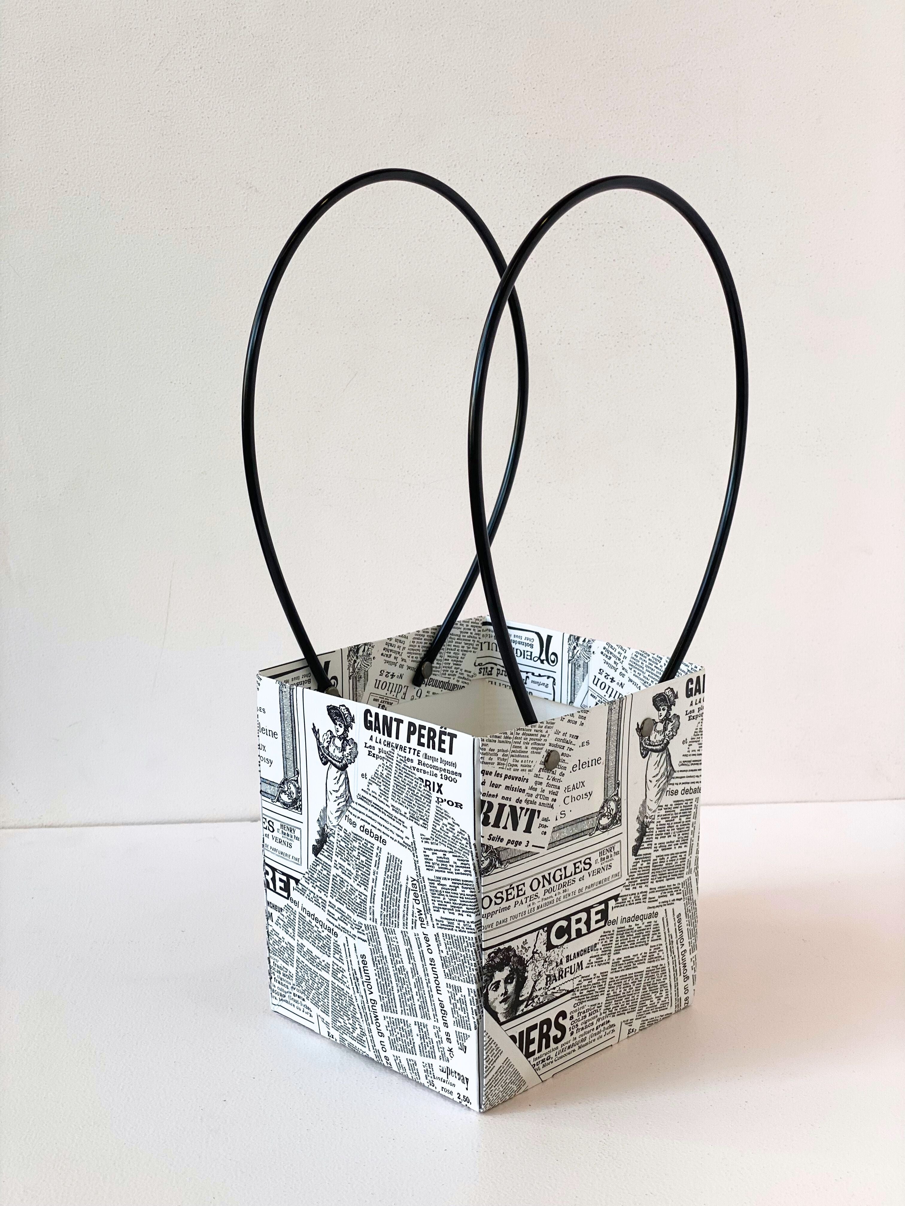 Vintage Newspaper Print Gift Bags with Handles - Unique Design