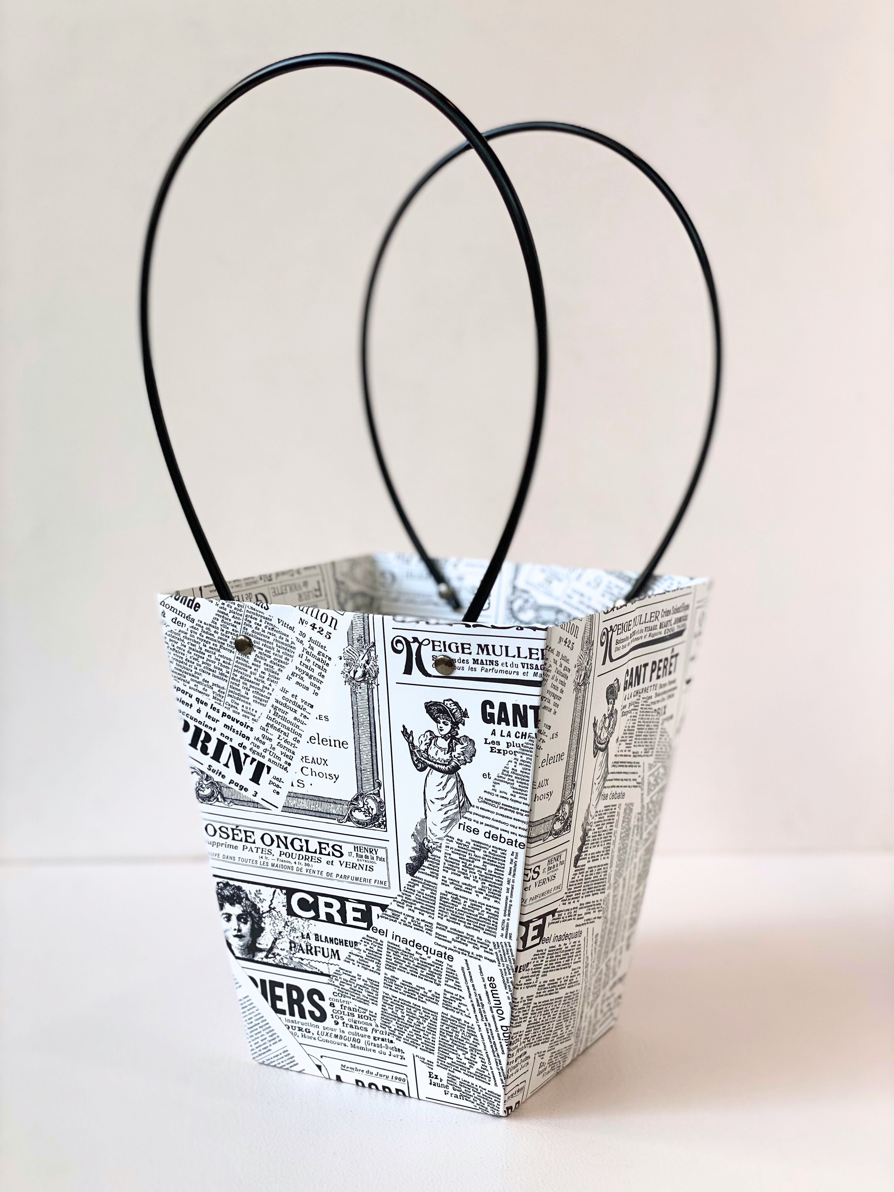Vintage Newspaper Print Gift Bags with Handles - Unique Design