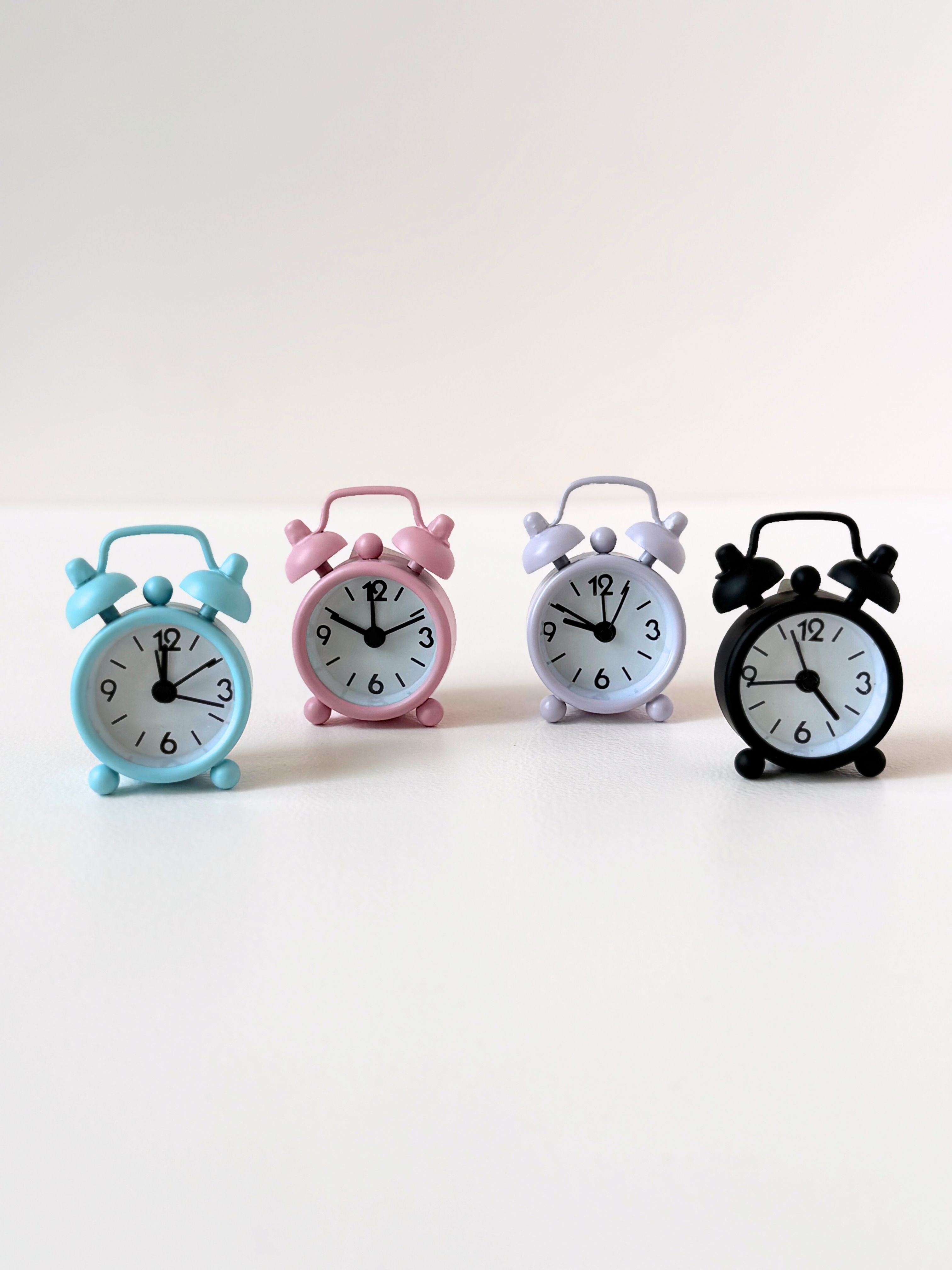 Mini Retro Twin Bell Alarm Clocks – Cute & Colourful Desk Decor