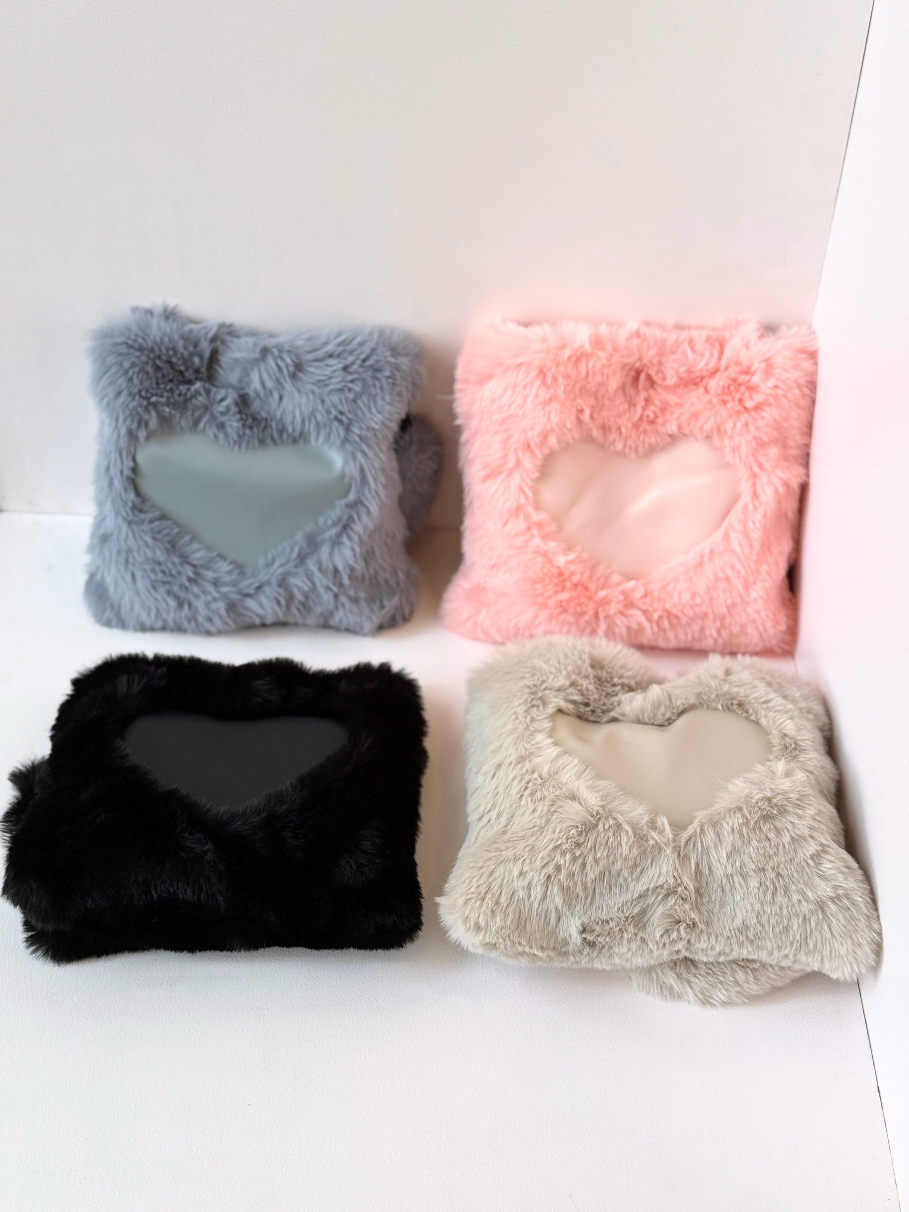 Plush Heart-Panel Furry Bags – Soft, Sweet & Stylish for All Ages