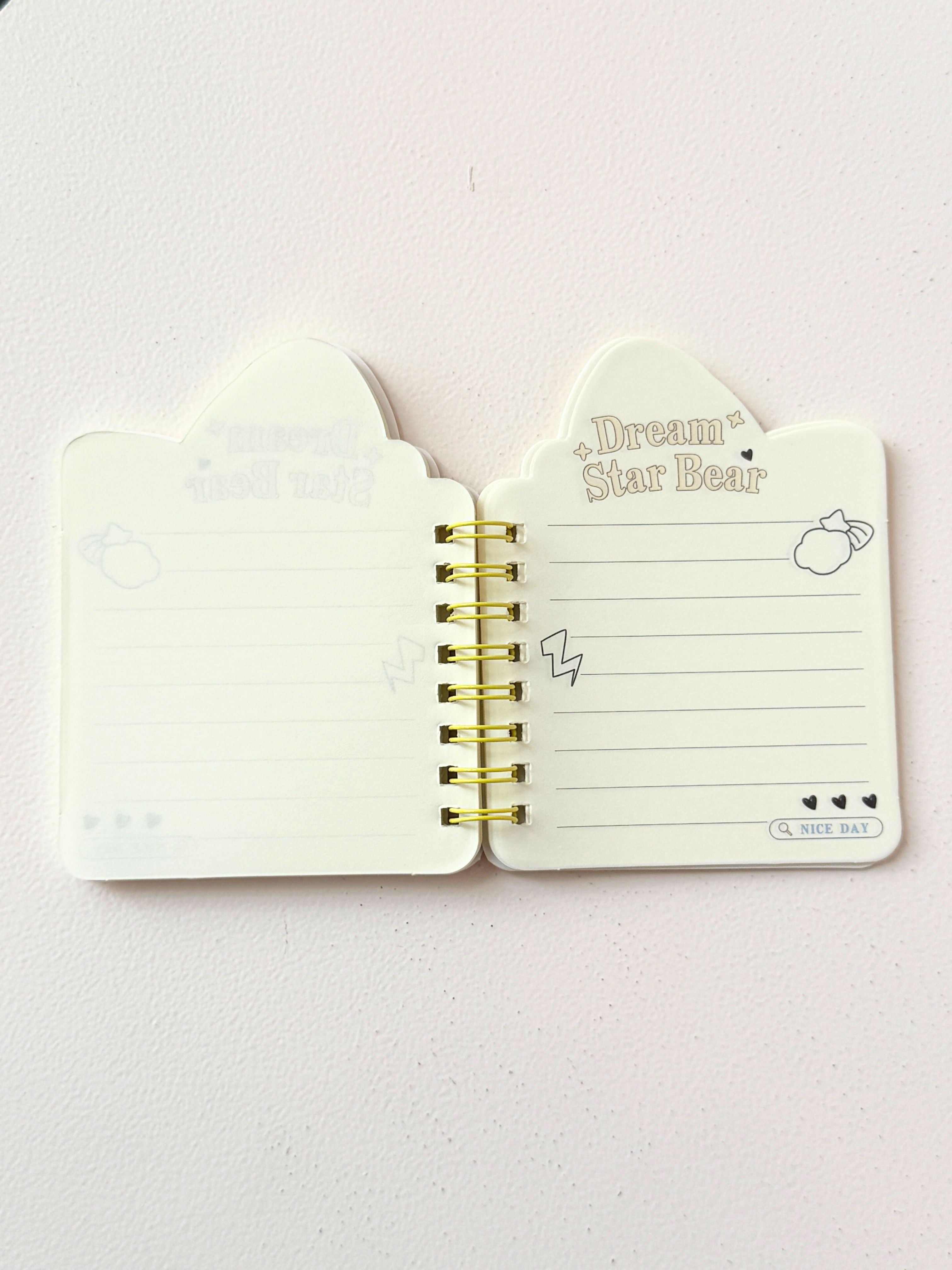 Dream Star Bear Mini Spiral Notebook – Cute Shaped Stationery