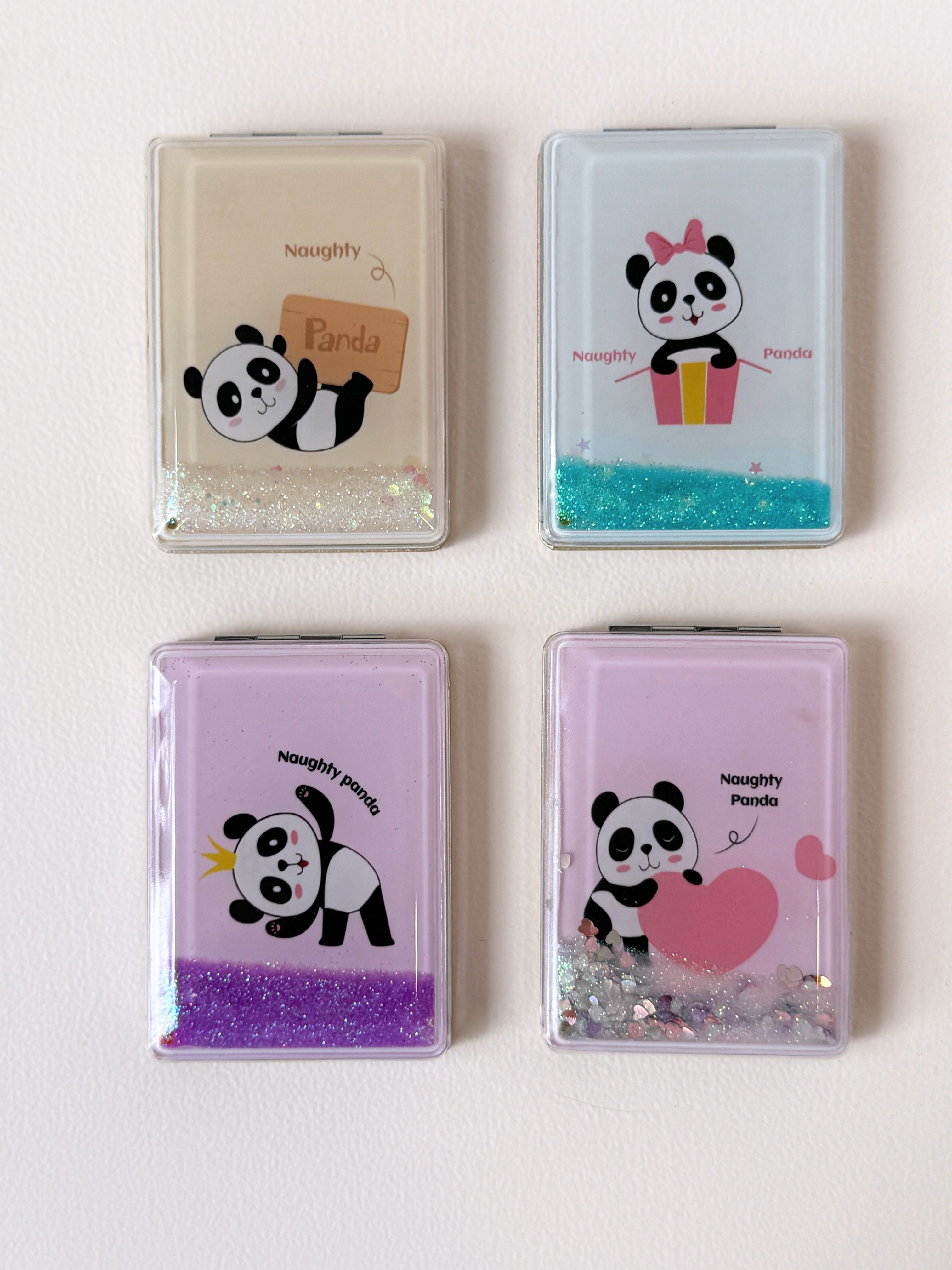 Naughty Panda Glitter Compact Mirror – Cute Pocket-Size Accessory