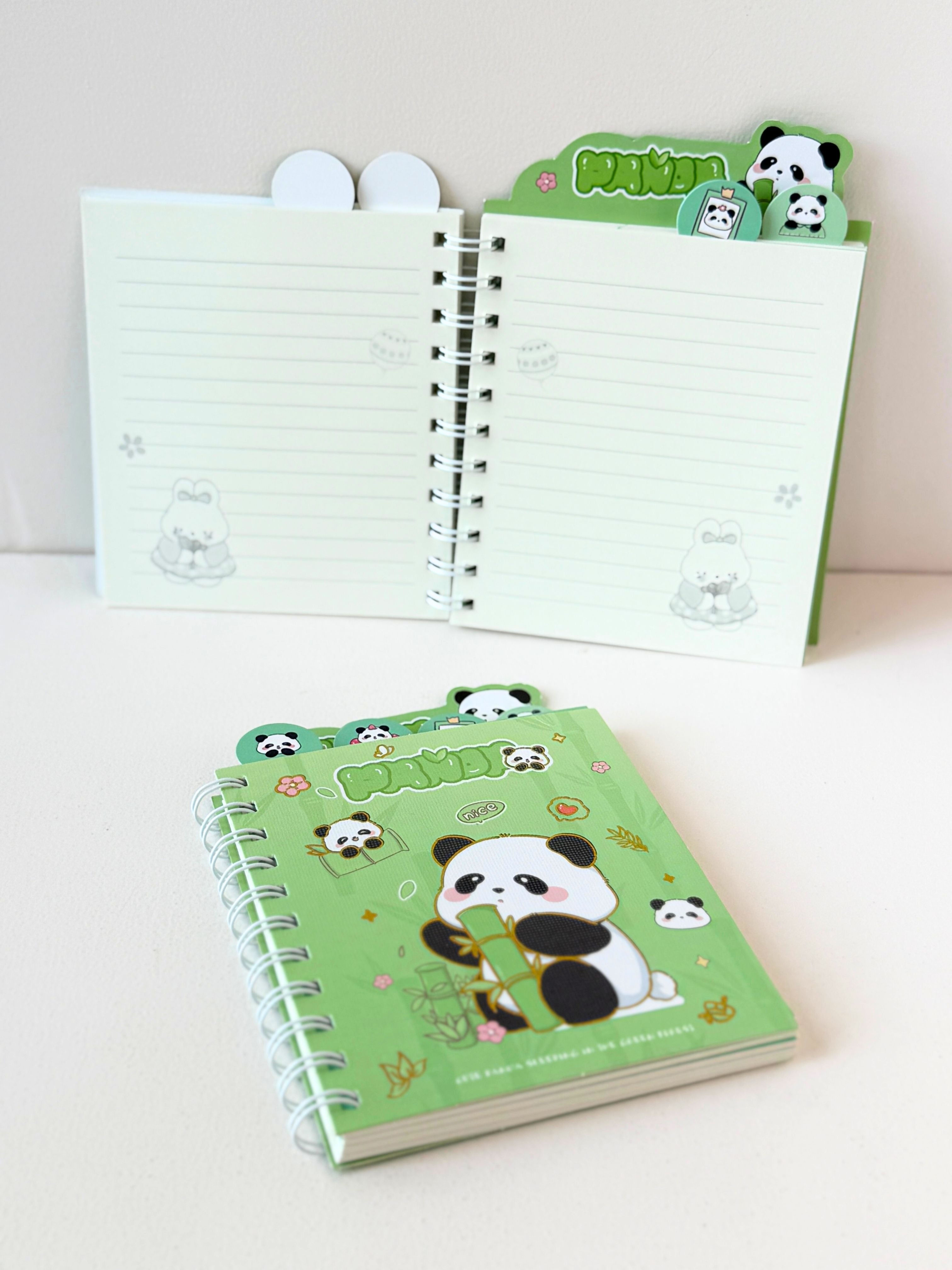 Cute Panda Spiral Notebook with Divider Tabs – Kawaii Stationery