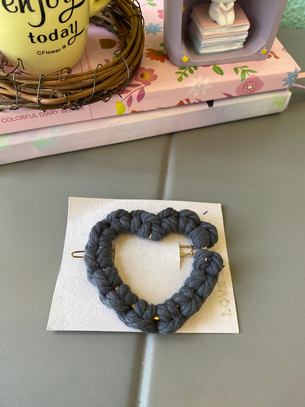 Heart Shape Macrame Hair Clip