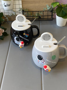 Space Mug With Lid And Spoon