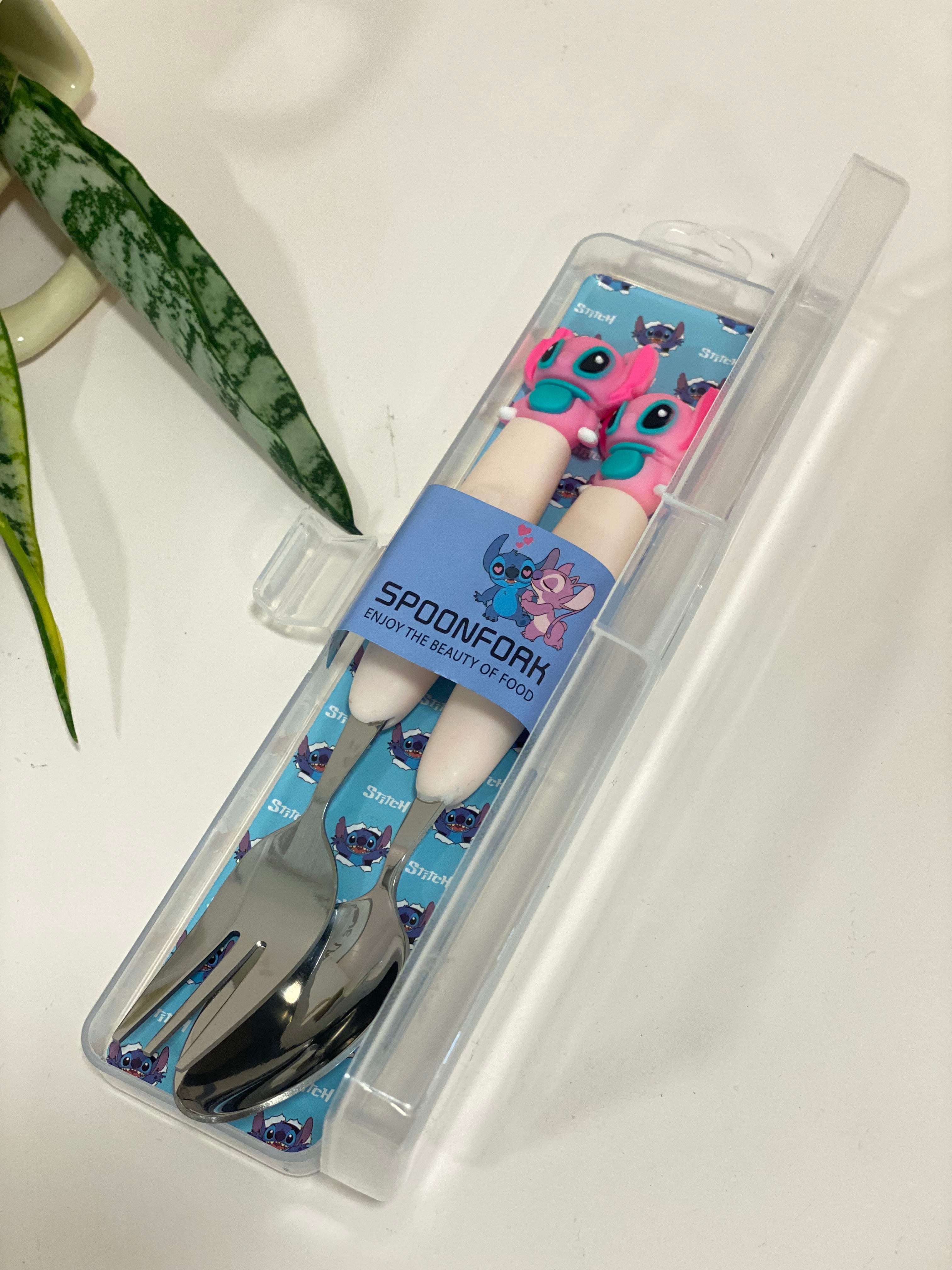 Kids Cartoon Fork & Spoon Set with Case – Stainless Steel Cutlery Set for Kids | Travel-Friendly Lunch Spoon & Fork
