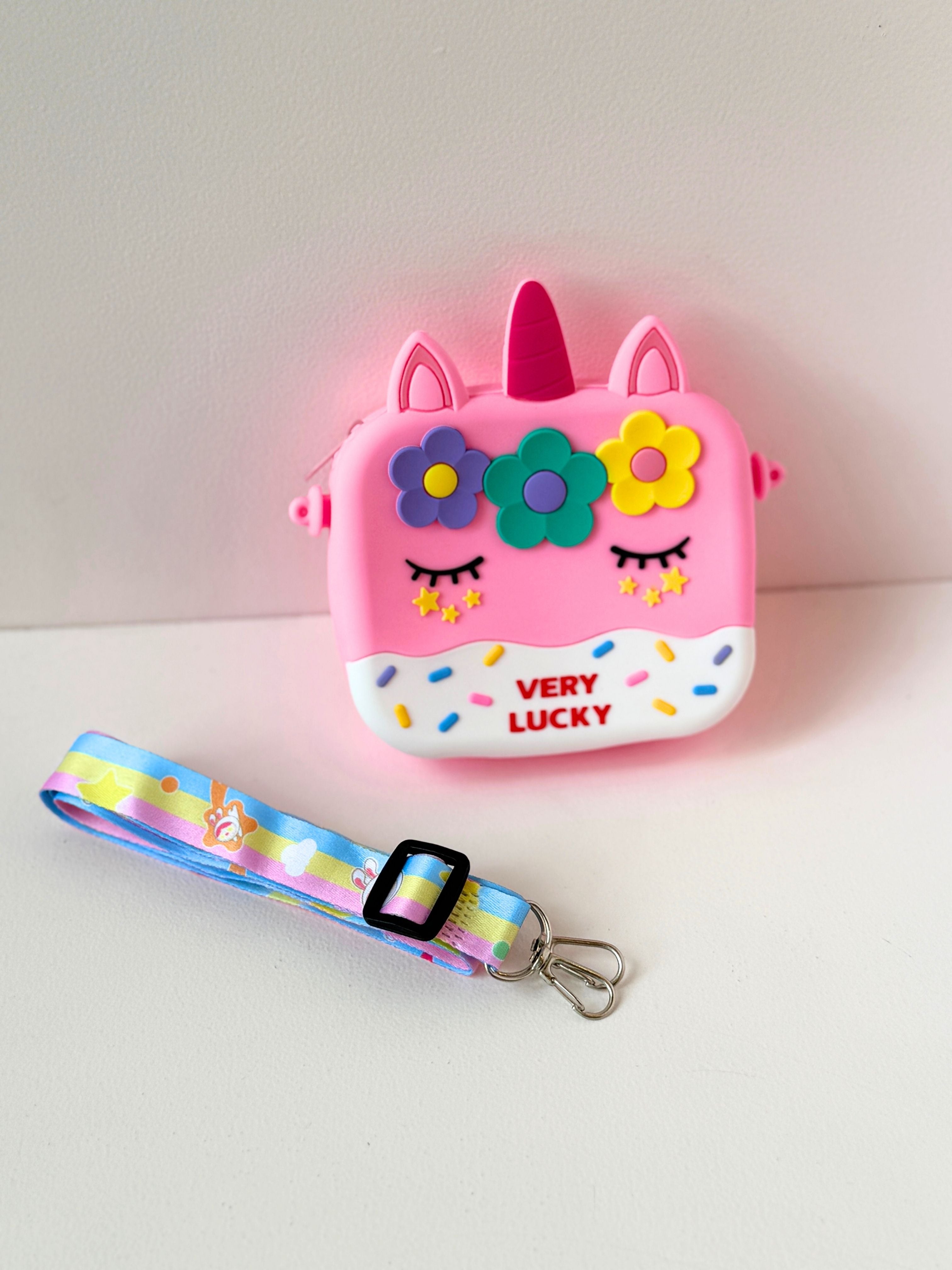 "Very Lucky" Unicorn Silicone Mini Sling Bag – Cute & Colourful