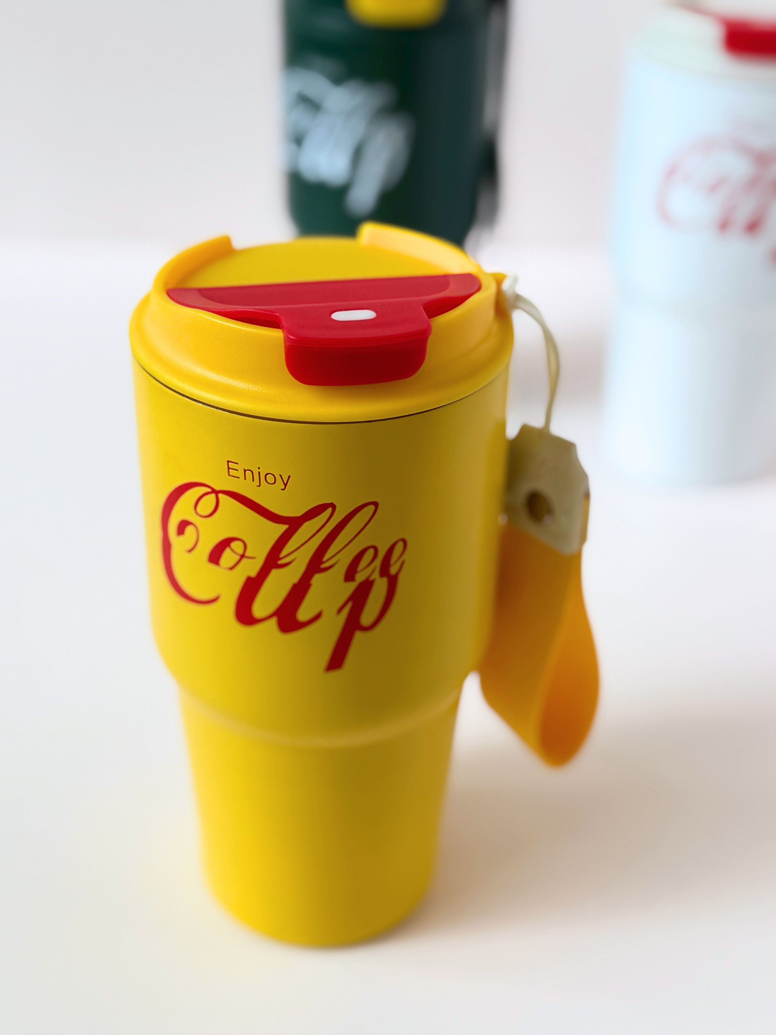 Retro Coffee Cup Travel Mug – 400ml | Thermal, Spill-Resistant with Lid & Strap