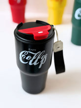 Load image into Gallery viewer, Retro Coffee Cup Travel Mug – 400ml | Thermal, Spill-Resistant with Lid &amp; Strap
