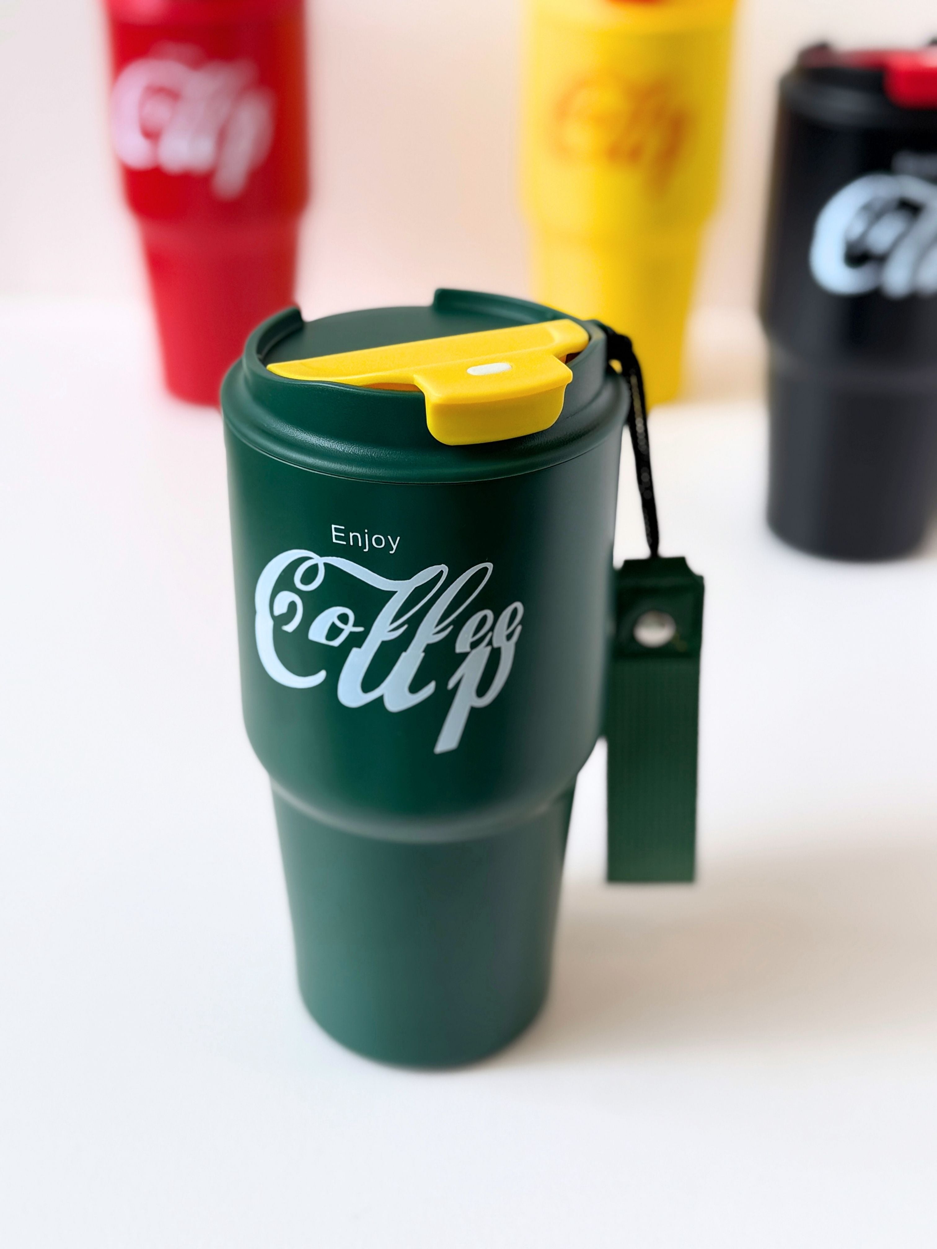 Retro Coffee Cup Travel Mug – 400ml | Thermal, Spill-Resistant with Lid & Strap