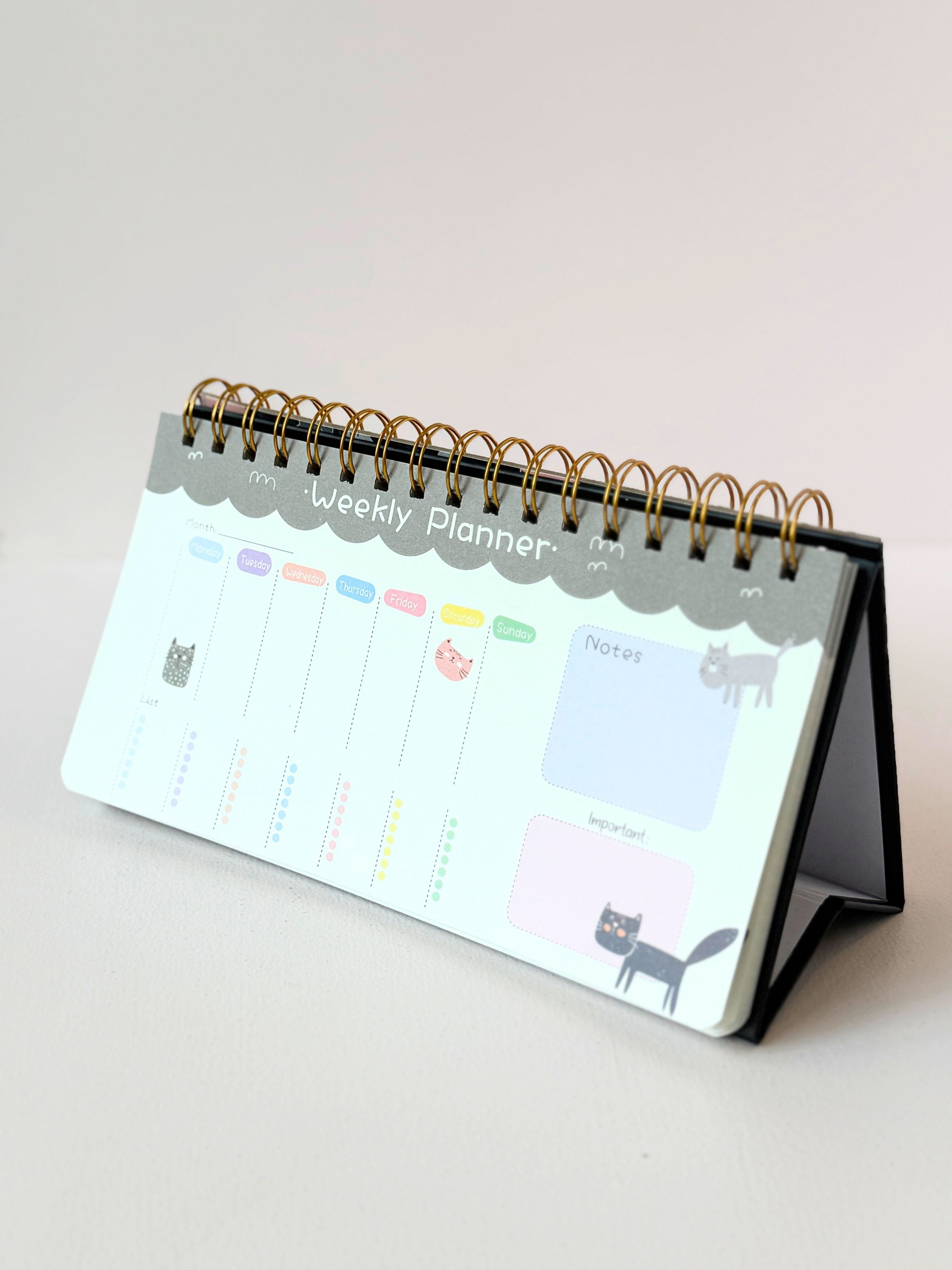 Whimsical Cat-Themed Weekly Desk Planners