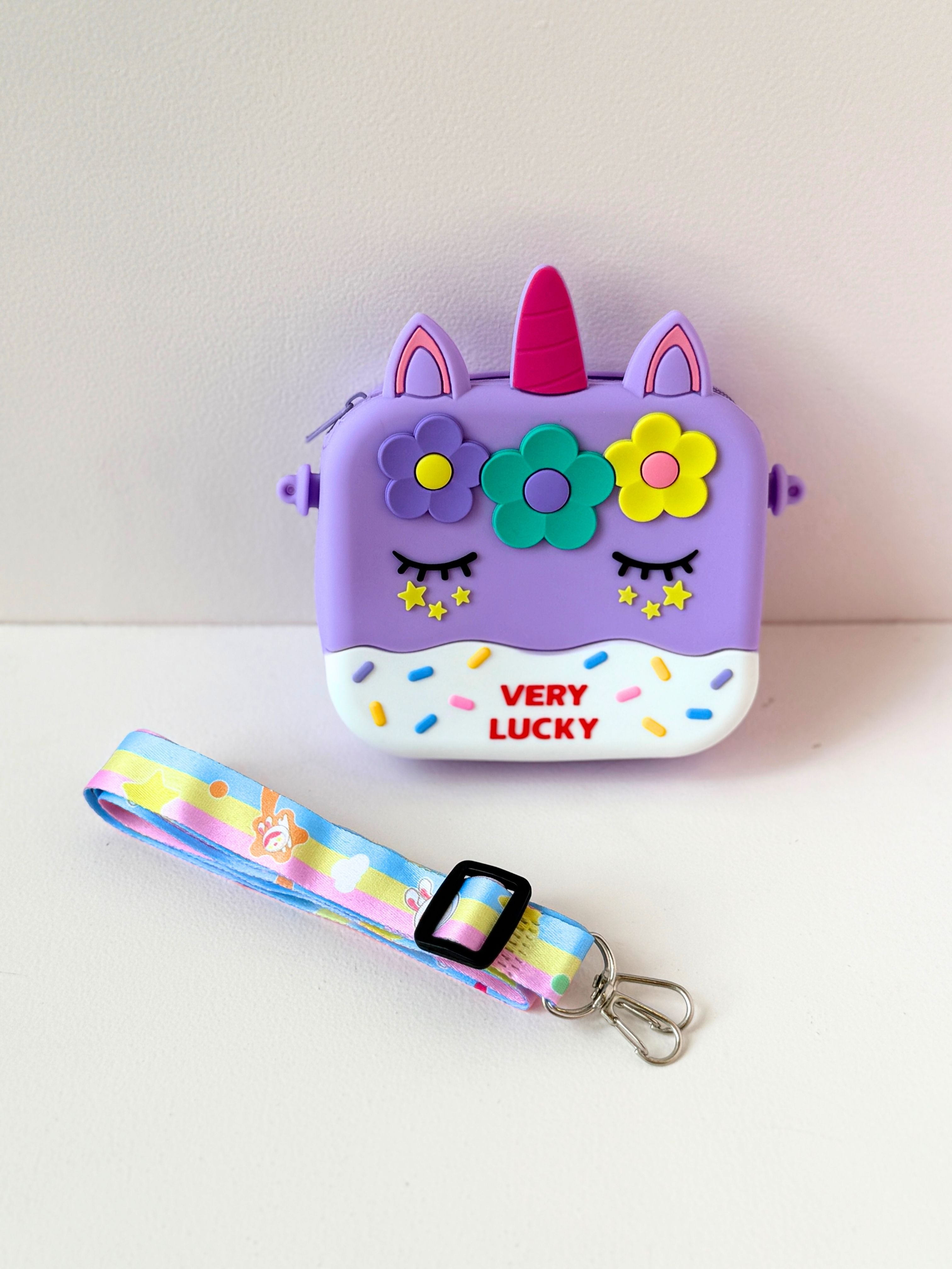 "Very Lucky" Unicorn Silicone Mini Sling Bag – Cute & Colourful