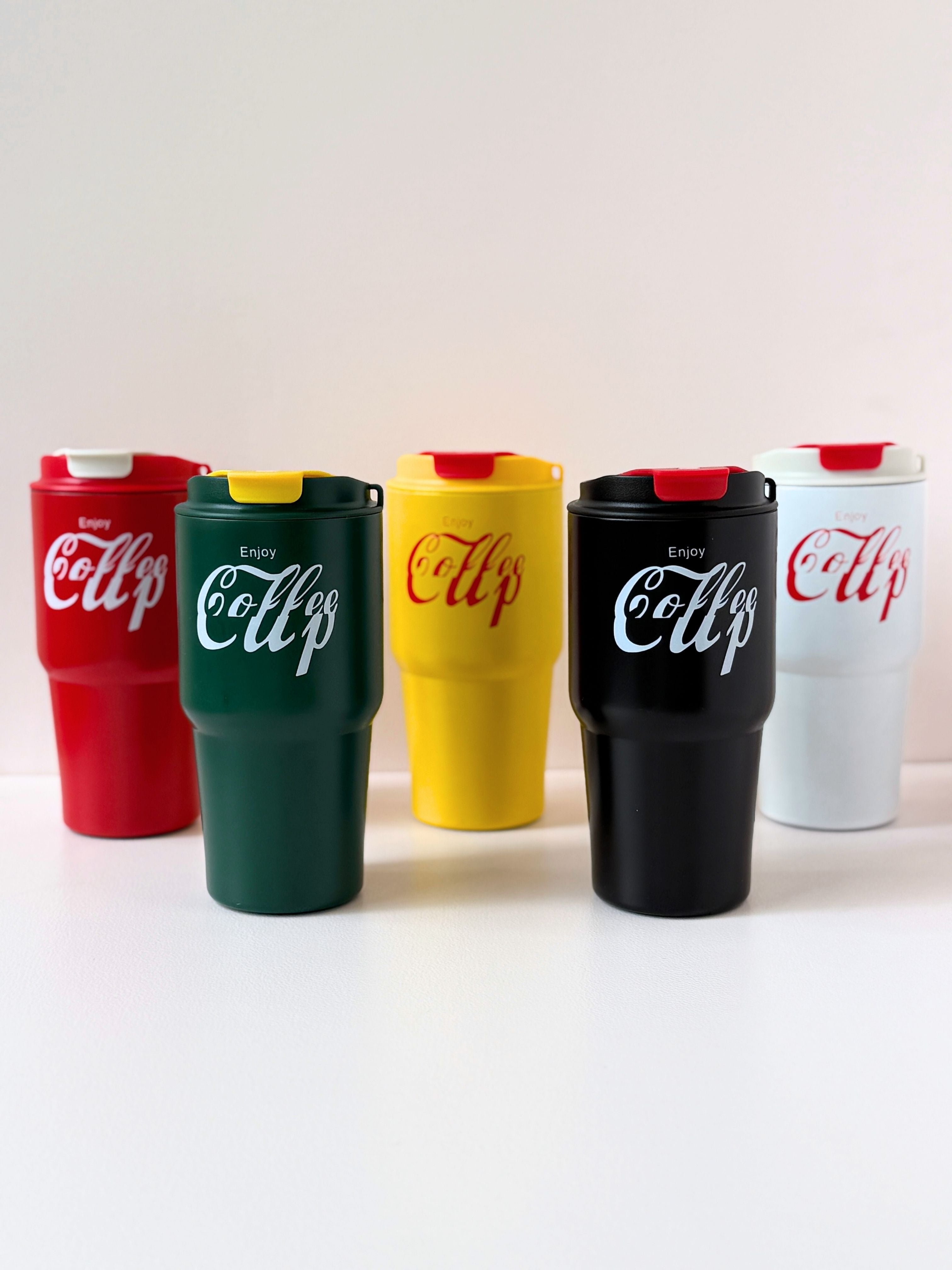 Retro Coffee Cup Travel Mug – 400ml | Thermal, Spill-Resistant with Lid & Strap
