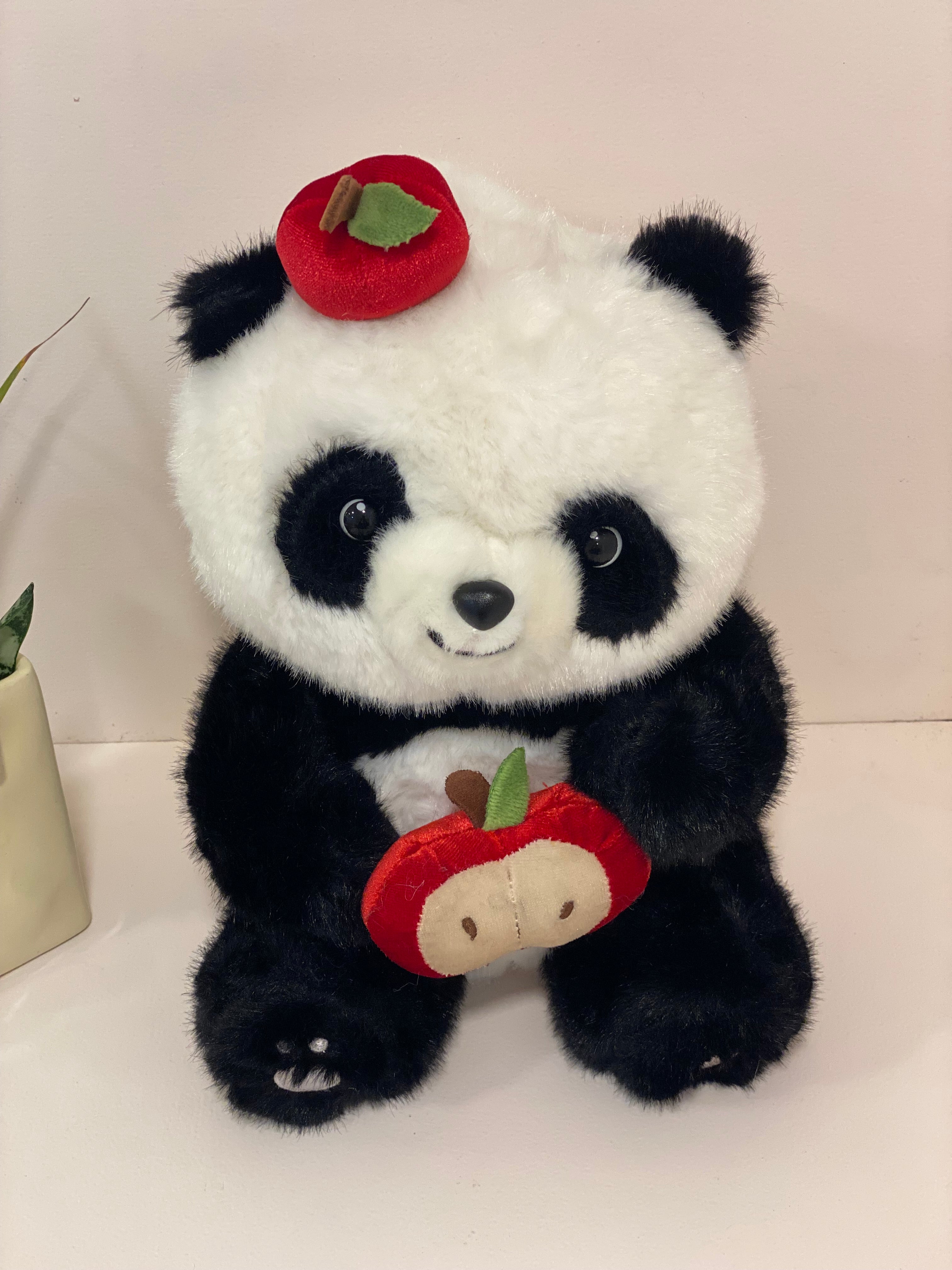 Cute Panda Soft Toy with Apple& Apple Cap – Premium Plush Stuffed Animal for Kids & Gifts