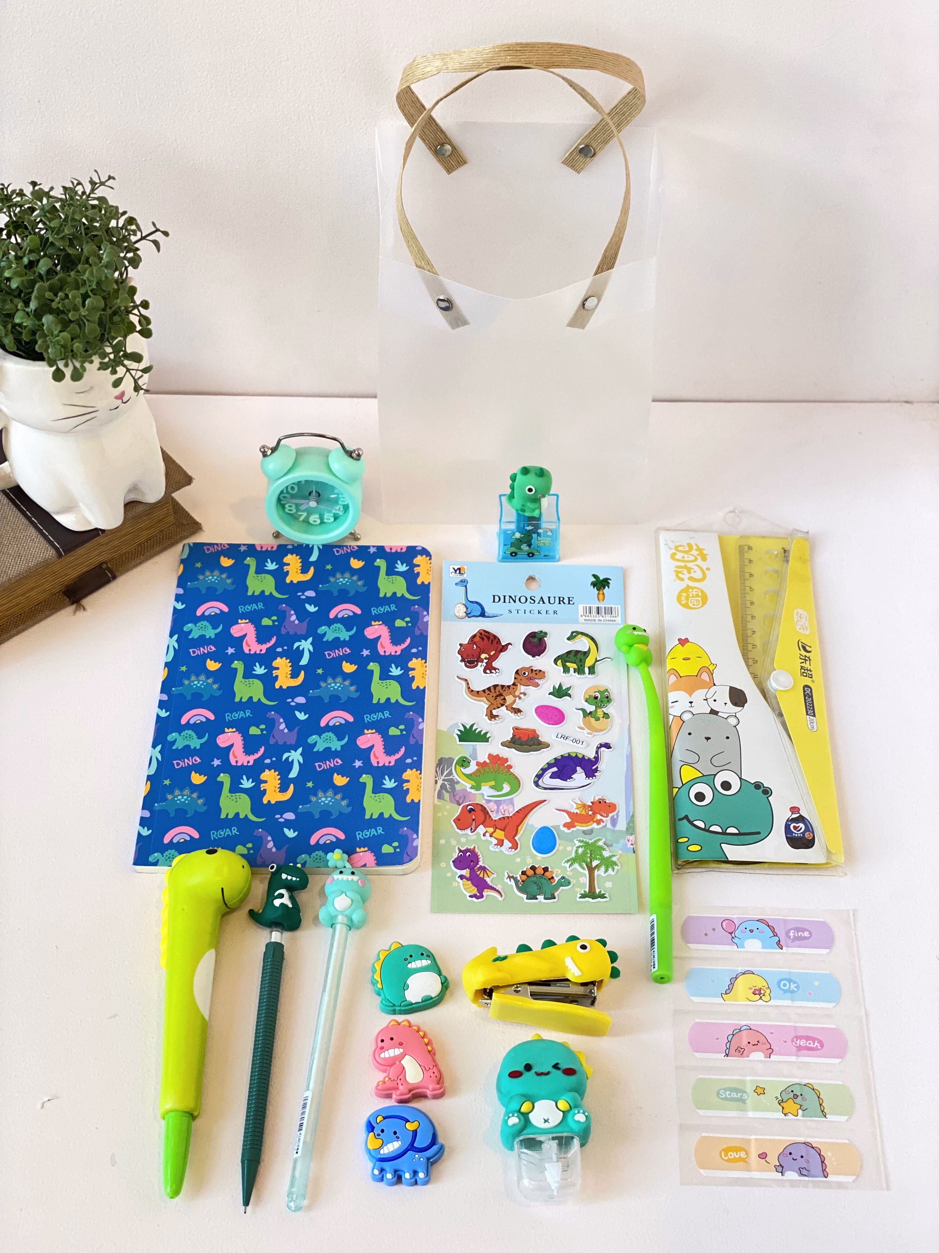 Dino World Kids Stationery Hamper – 14-Piece Dinosaur Themed Gift Set with Bag