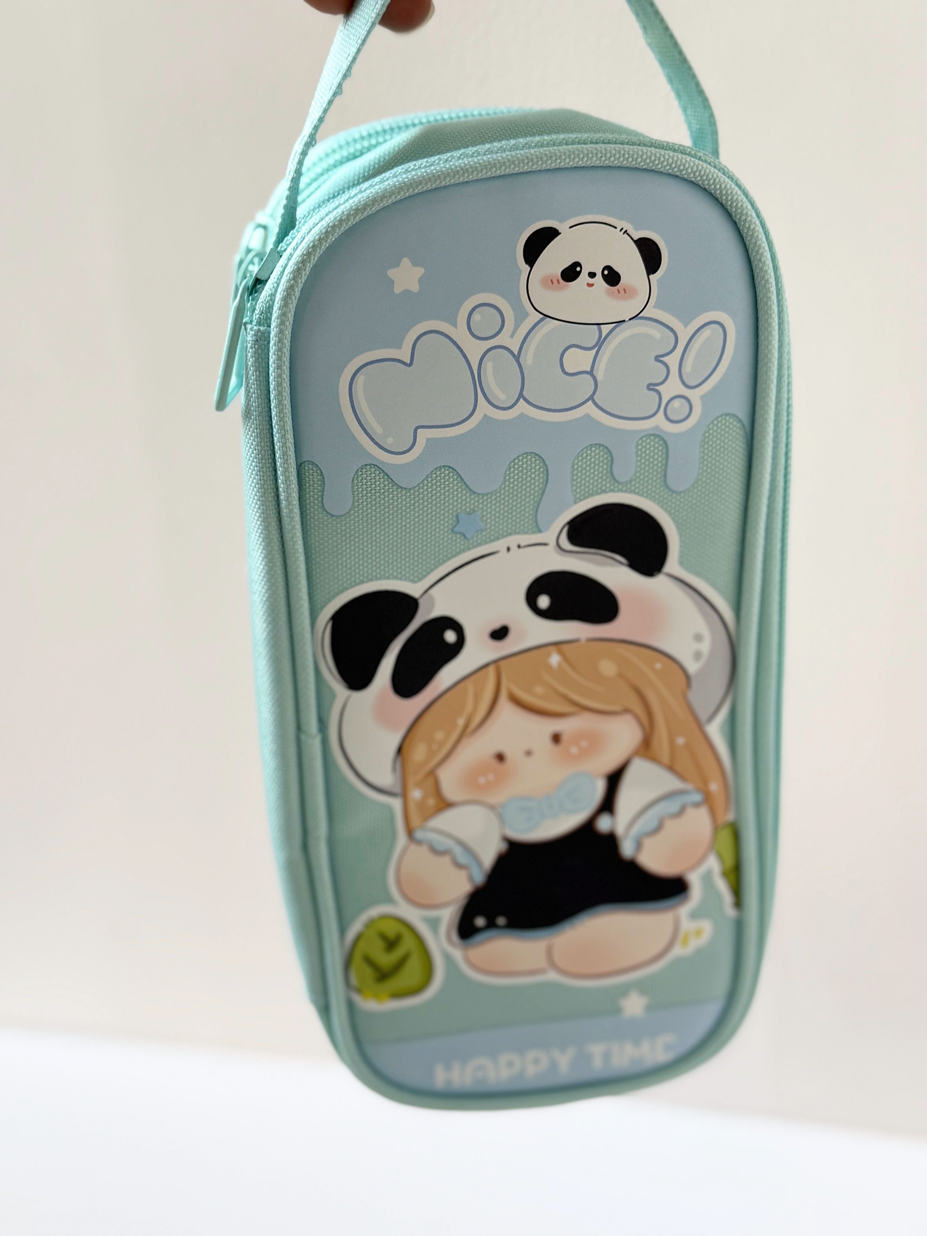 Cute Panda Pencil Case – Multi-Compartment Zipper Pouch with