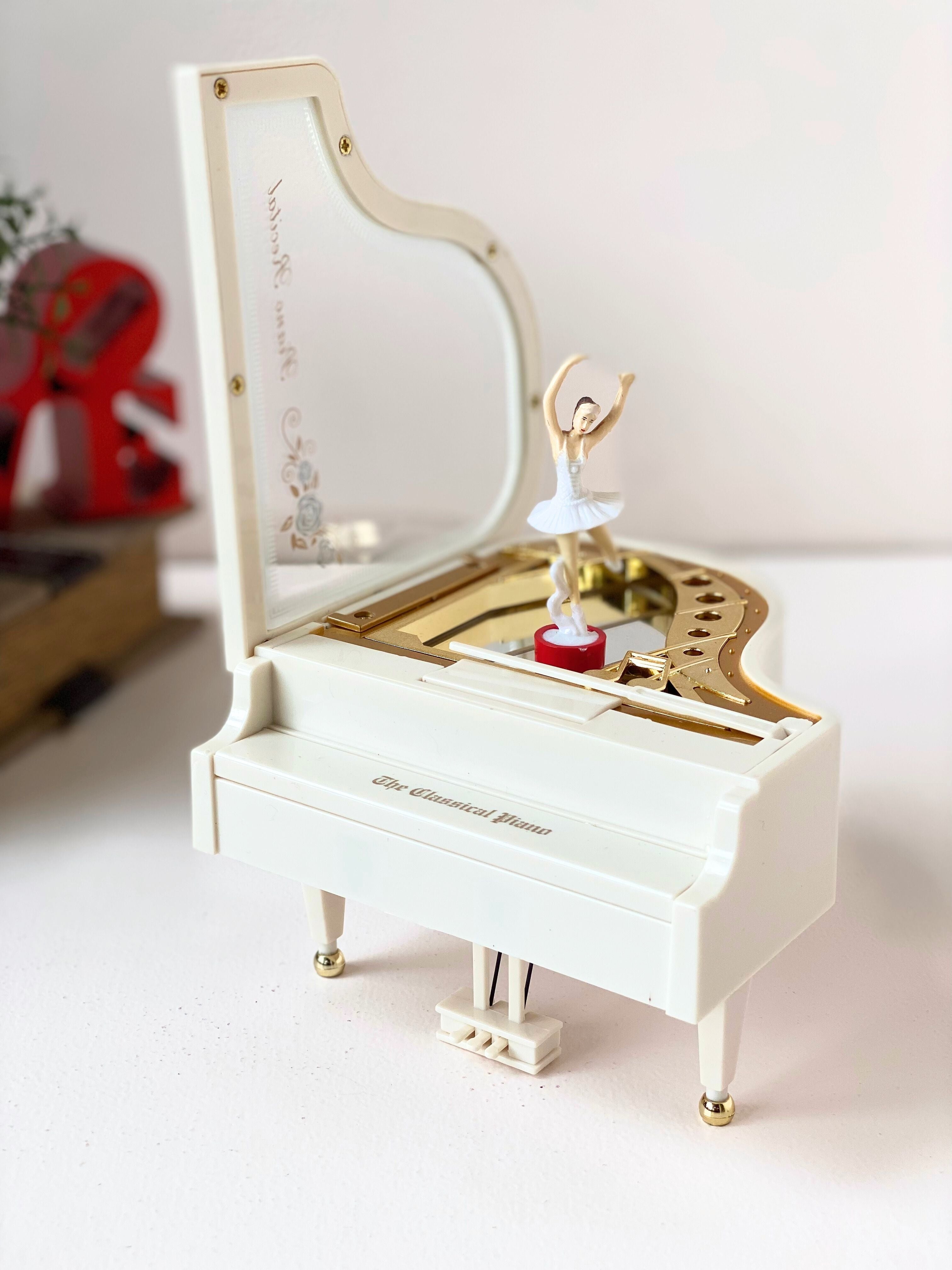 Vintage Grand Piano Ballerina Music Box – Classical Rotating Dancer with Elegant Melodies